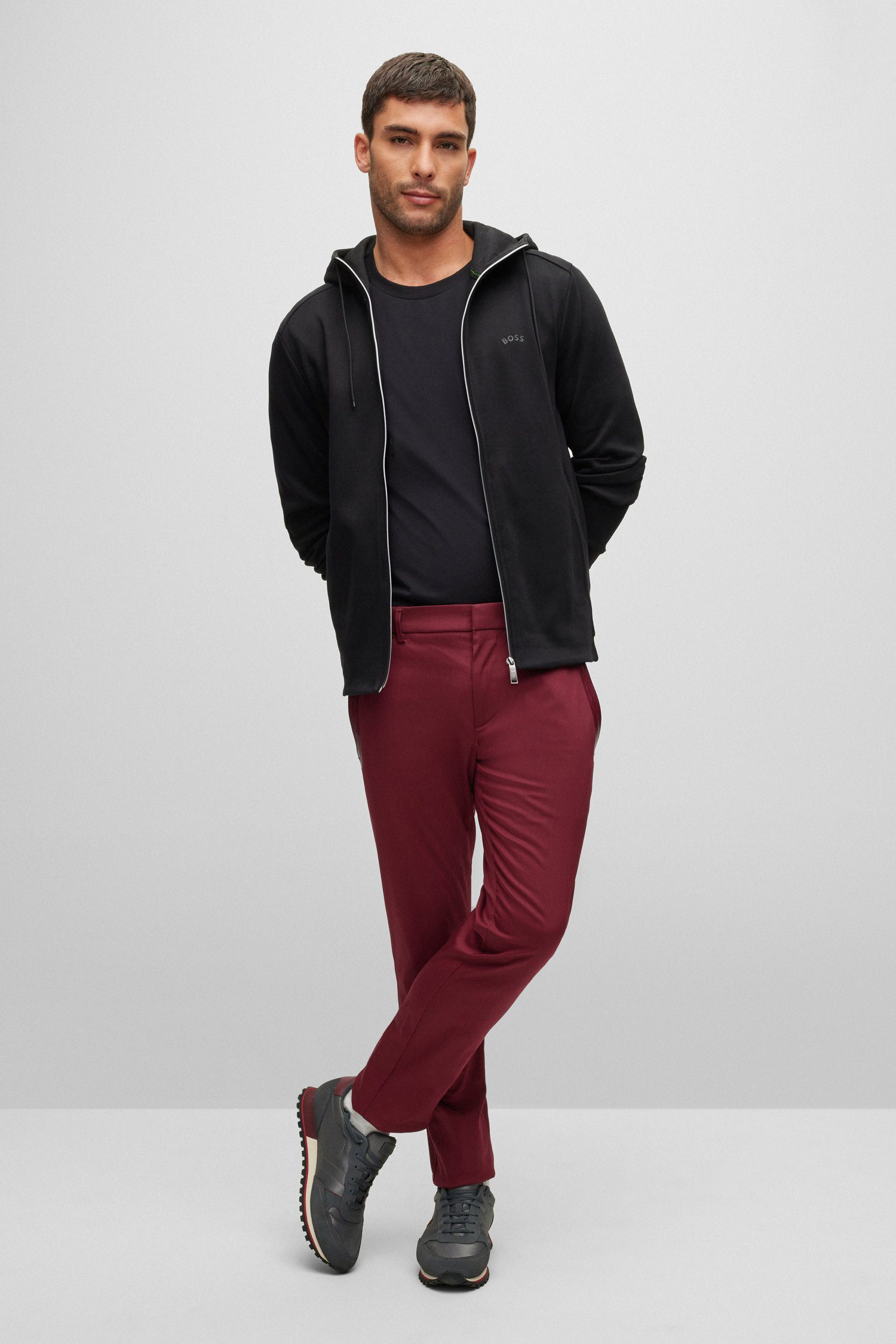 Мужская черная кофта на молнии BOSS 50469104;001