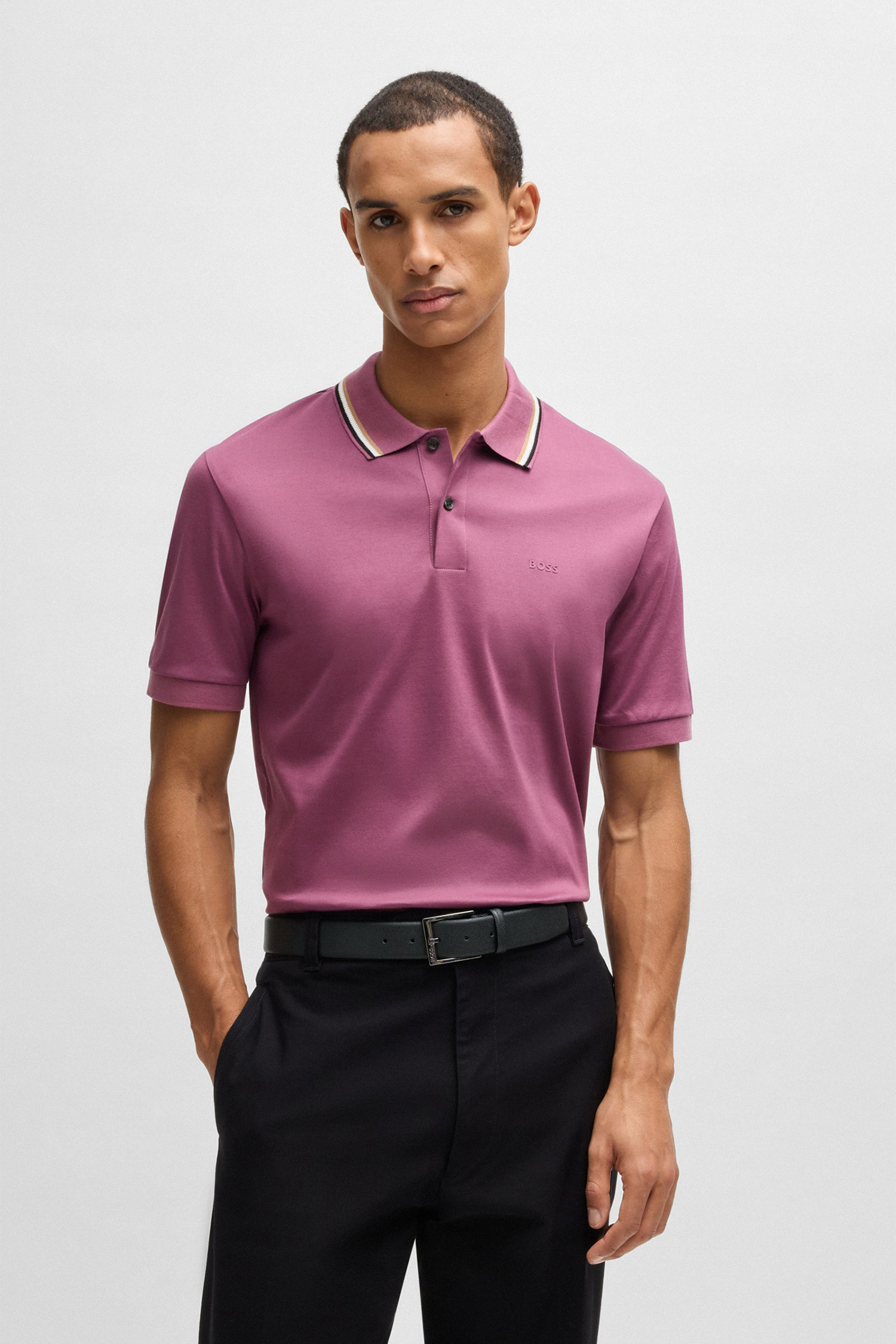 Чоловічий чорний шкіряний ремінь BOSS 50537168;001