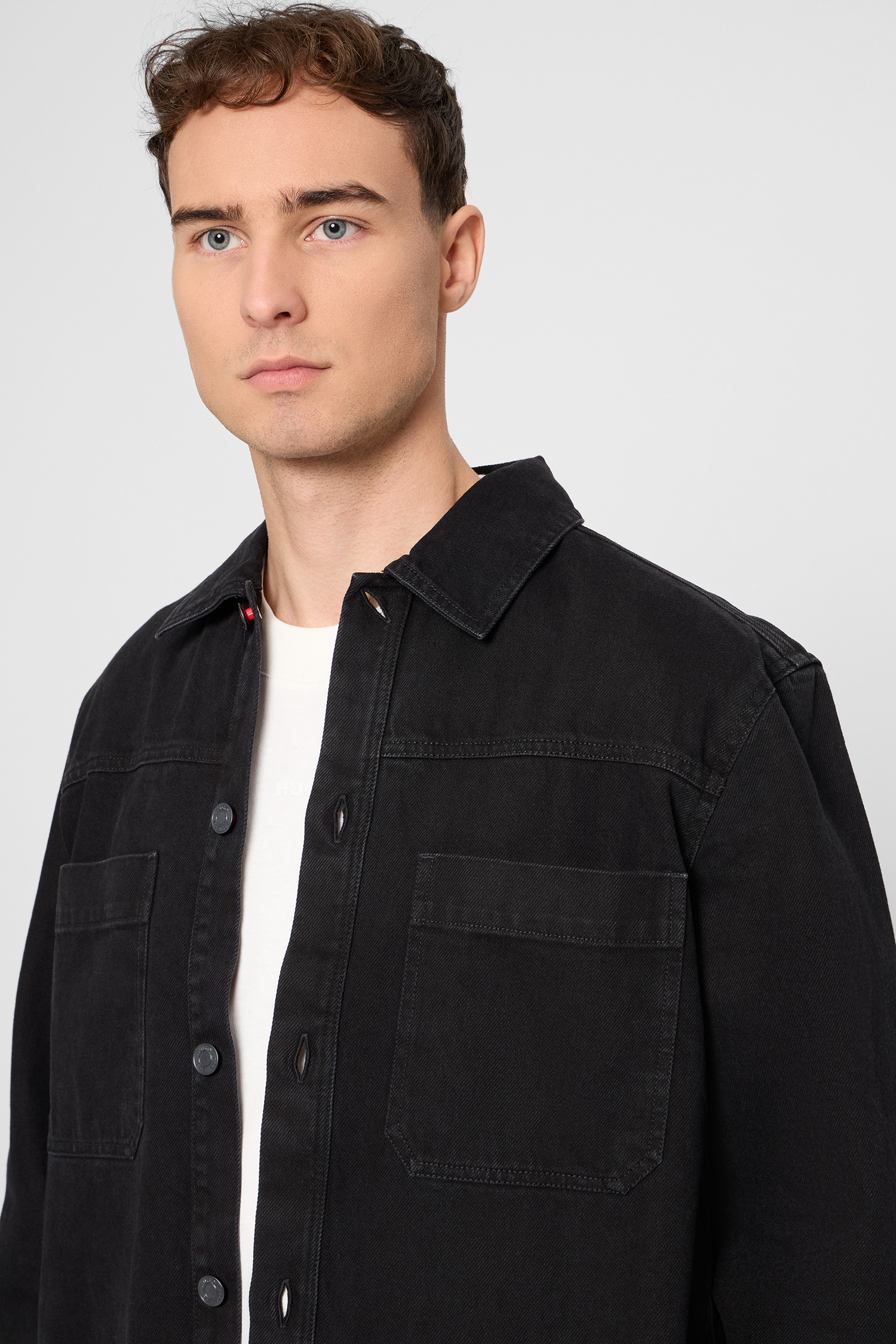 Мужская черная джинсовая рубашка HUGO 50549765;021