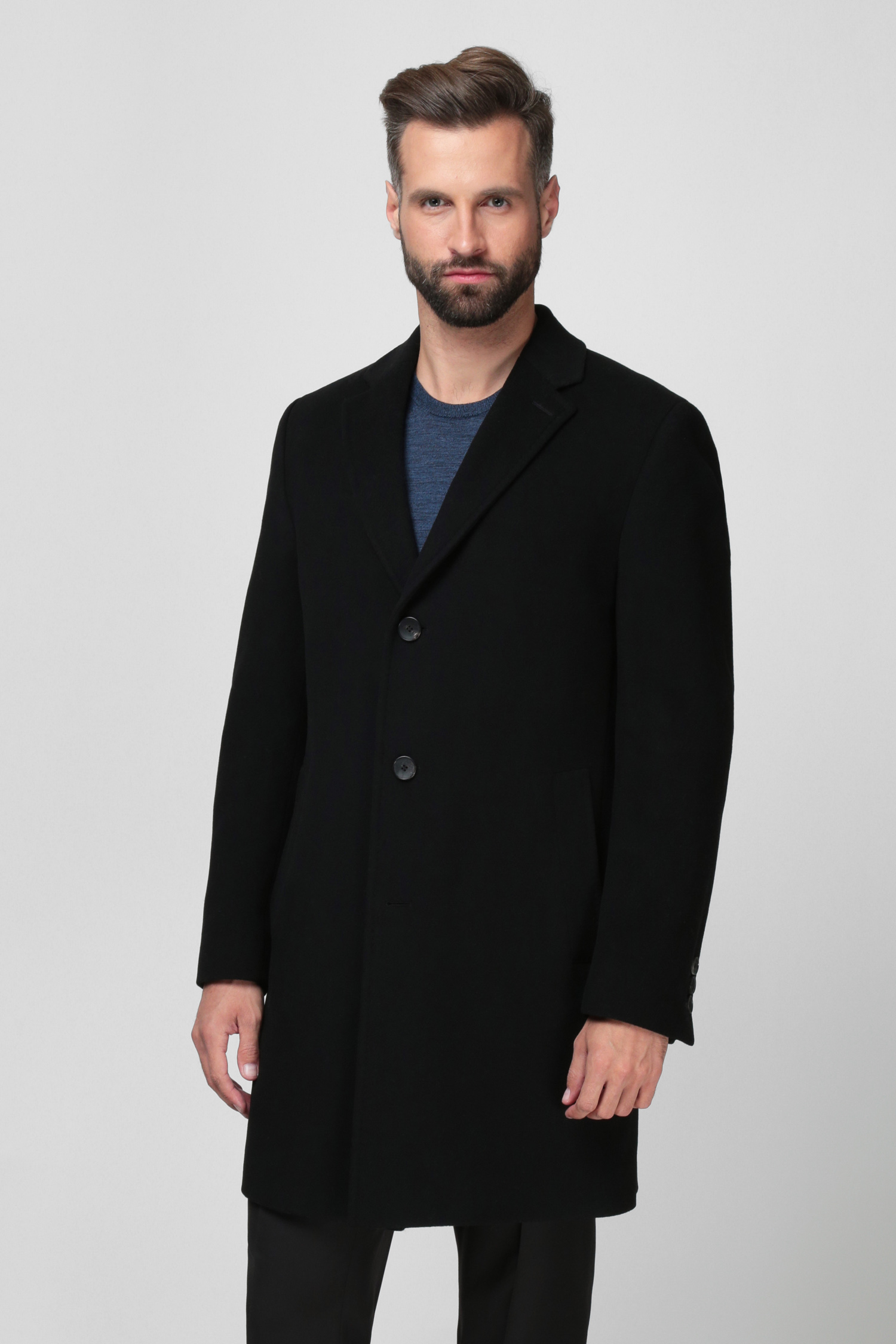 Чоловіче чорне вовняне пальто BOSS 50459023;001