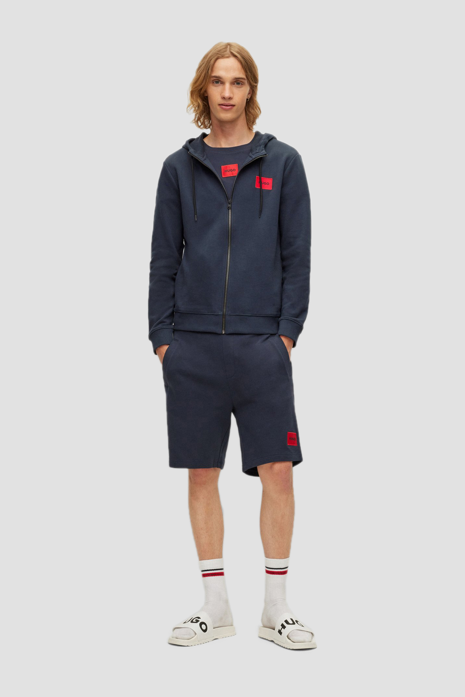 Мужская темно-синяя кофта на молнии HUGO 50447972;405