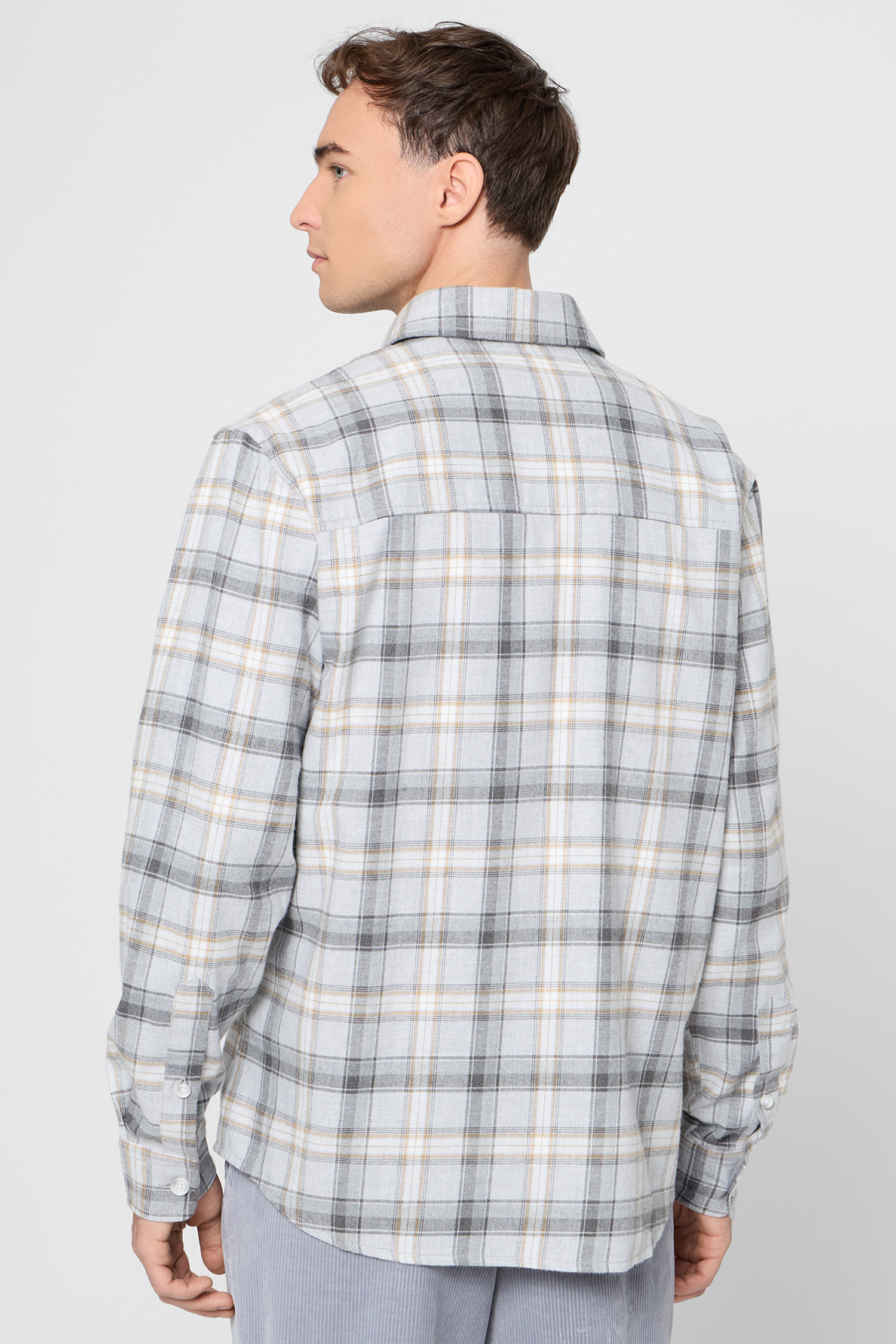 Мужская серая рубашка в клетку BOSS 50550646;030