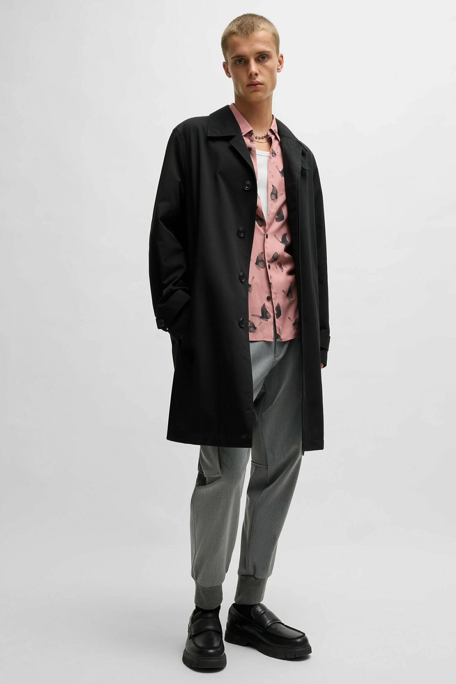 Мужская розовая рубашка с узором HUGO 50534247;695