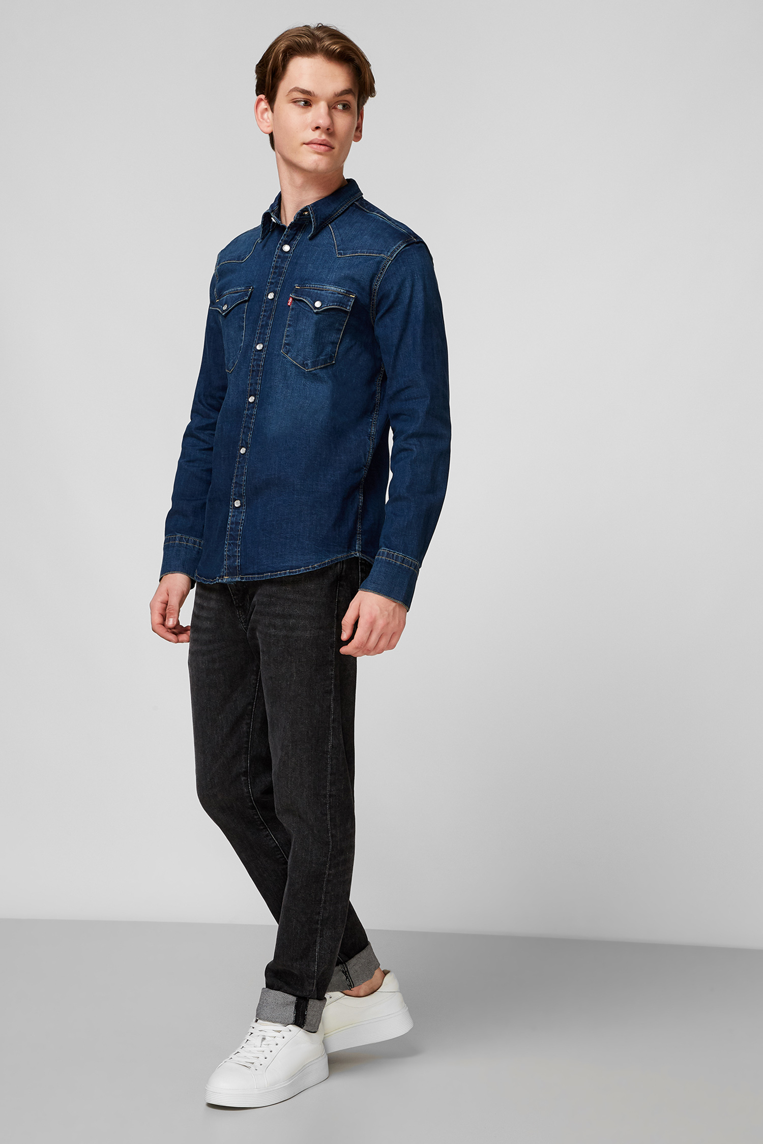 Темно-синяя джинсовая рубашка Slim Fit для парней Levi’s® 85744;0009