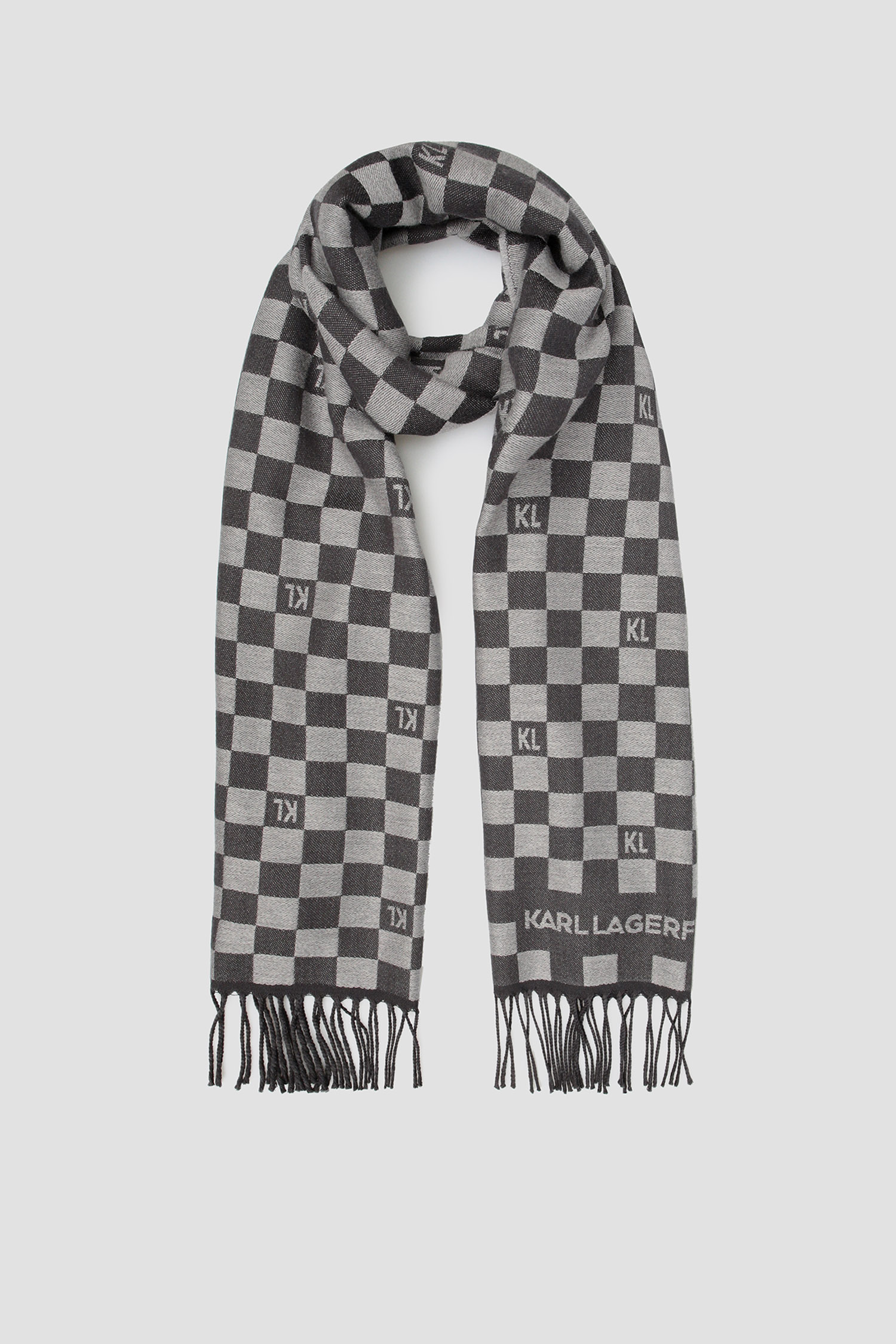 Чоловічий сірий картатий вовняний шарф Karl Lagerfeld 502131.805001;960