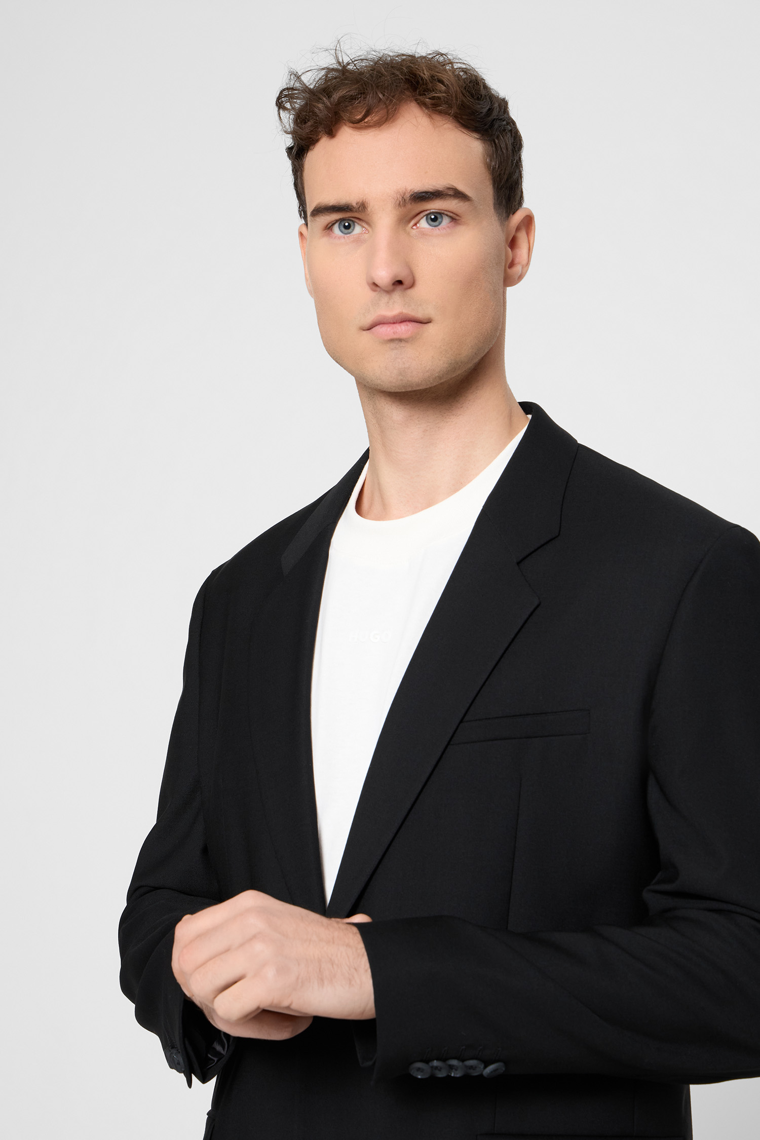 Чоловічий чорний вовняний костюм (піджак, брюки) HUGO 50547210;001