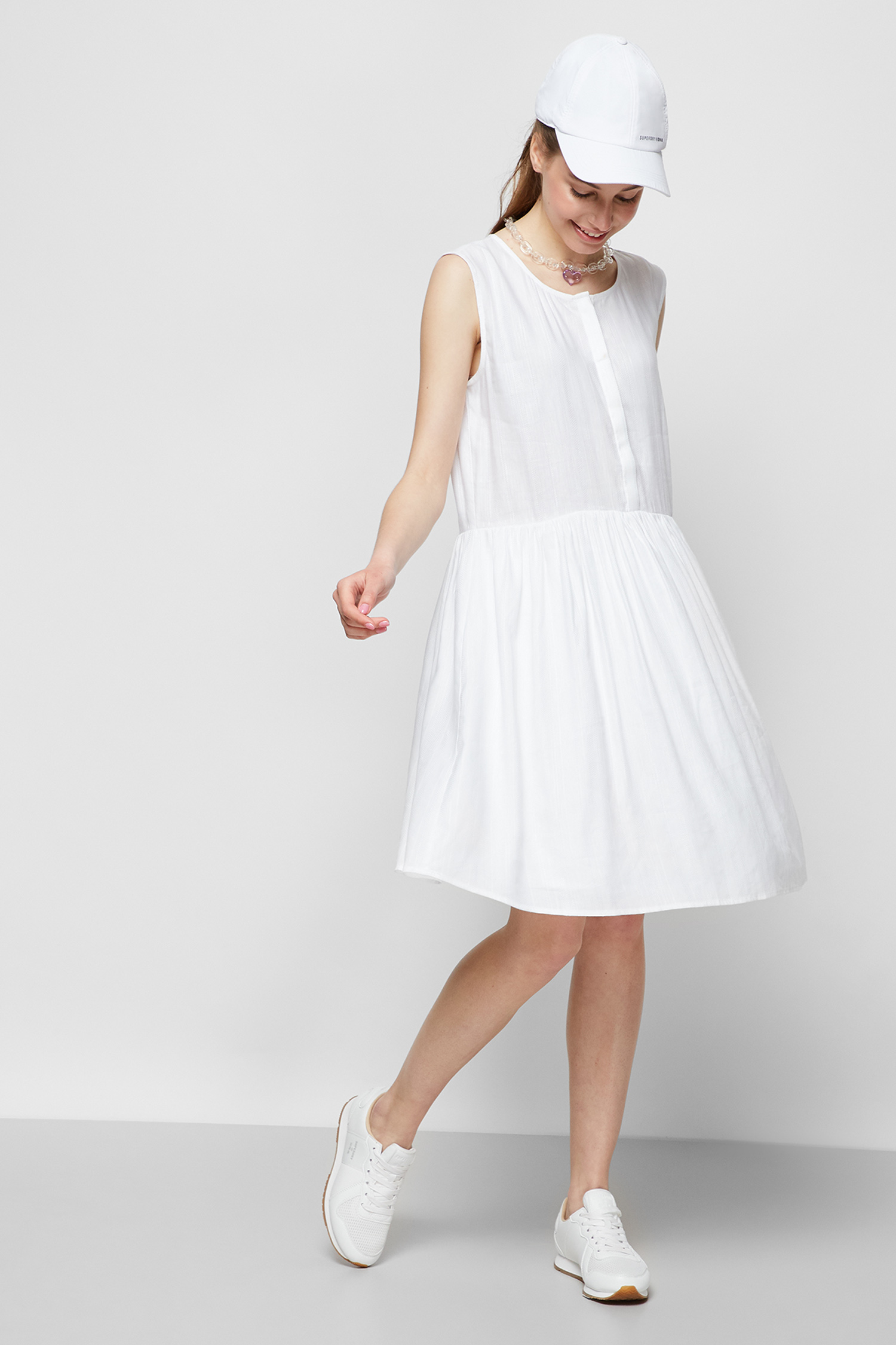 Біла лляна сукня для дівчат SuperDry W8010688A;01C
