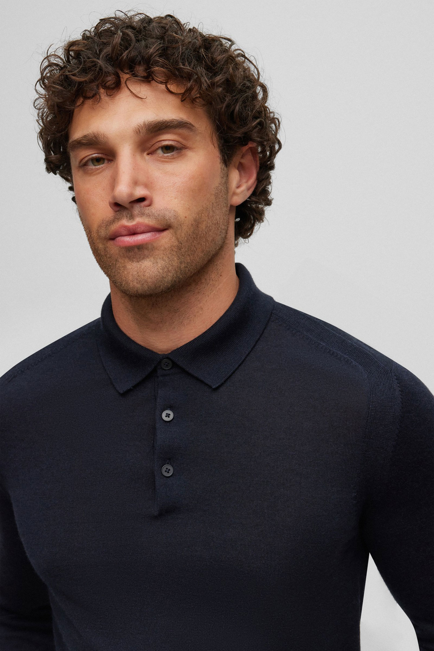 Чоловіче темно-синє вовняне поло BOSS 50496945;404