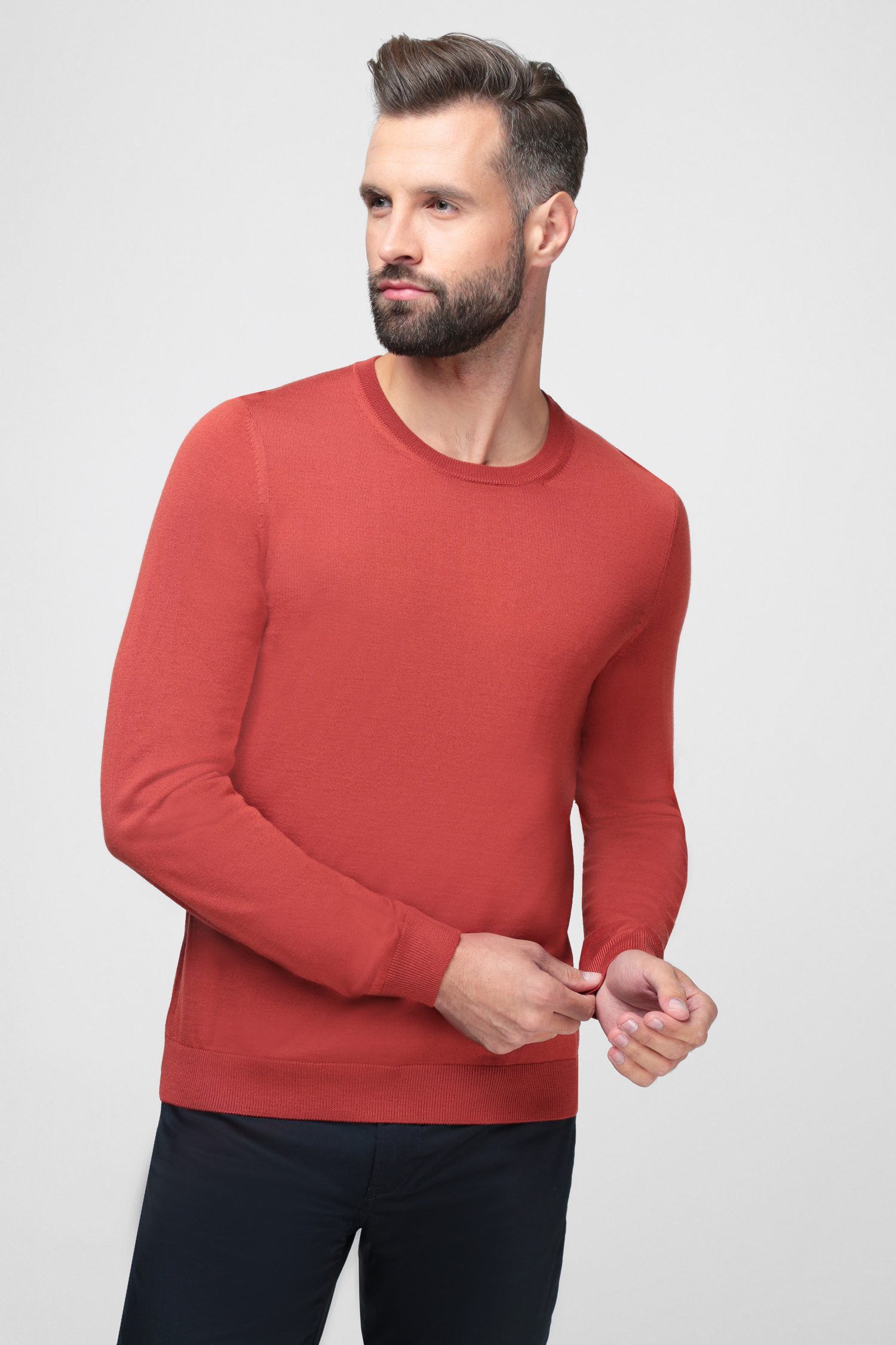 Мужской терракотовый шерстяной джемпер BOSS 50378575;611