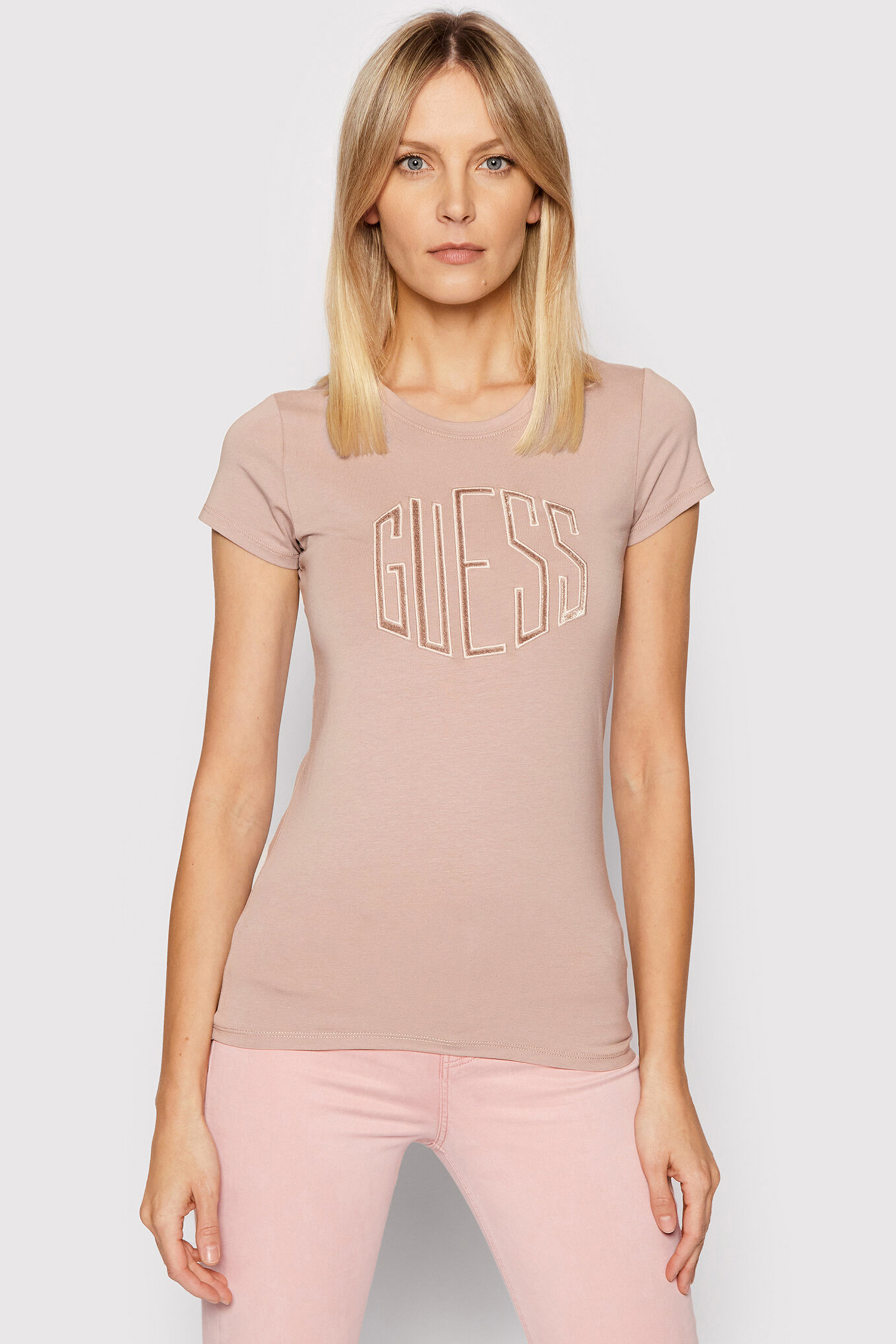 Женская пудровая футболка Guess W2RI20.KAKZ3;G4Q9