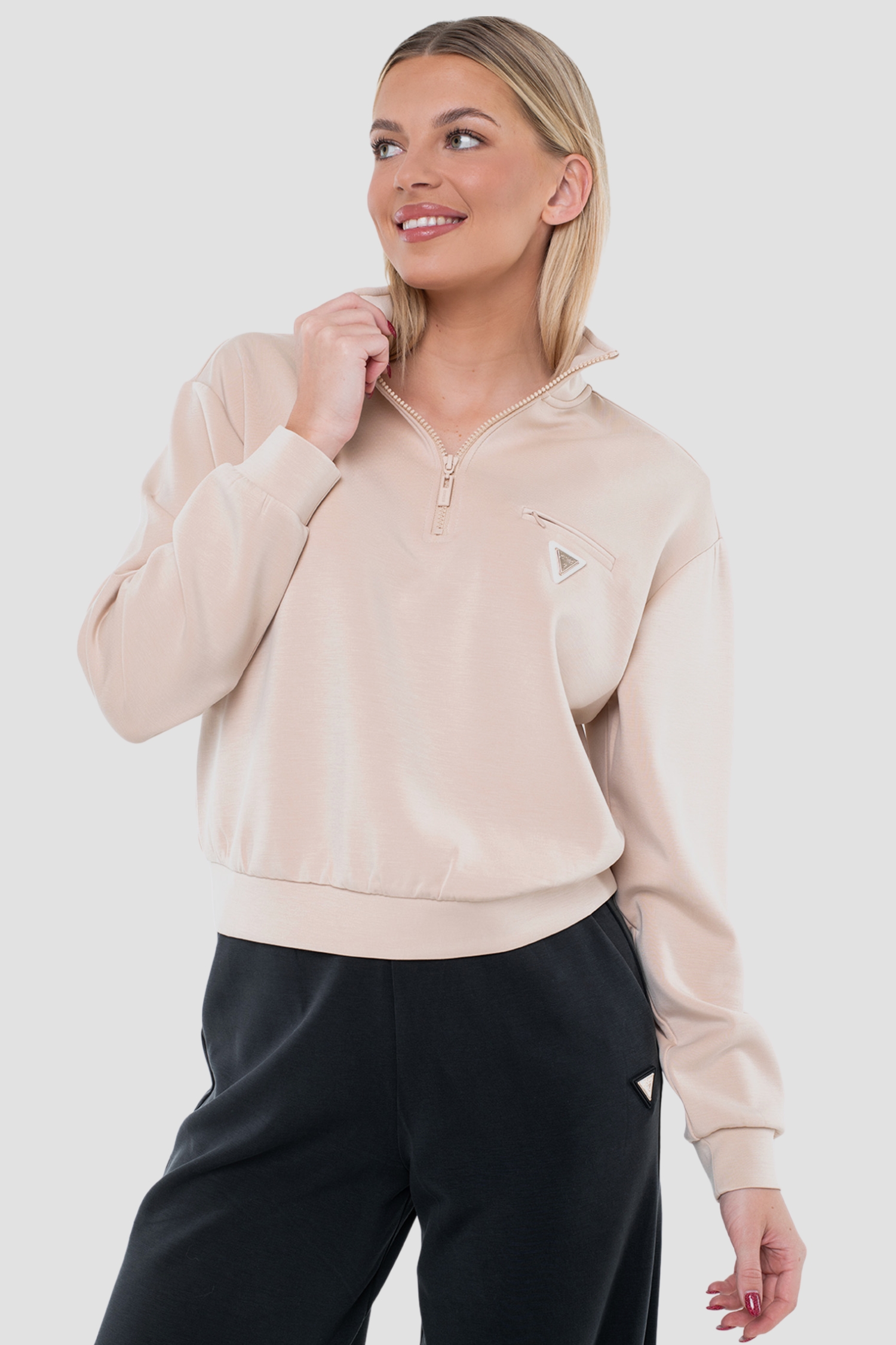 Жіноча бежева спортивна кофта Guess V5RQ10.KCAY2;G1L9