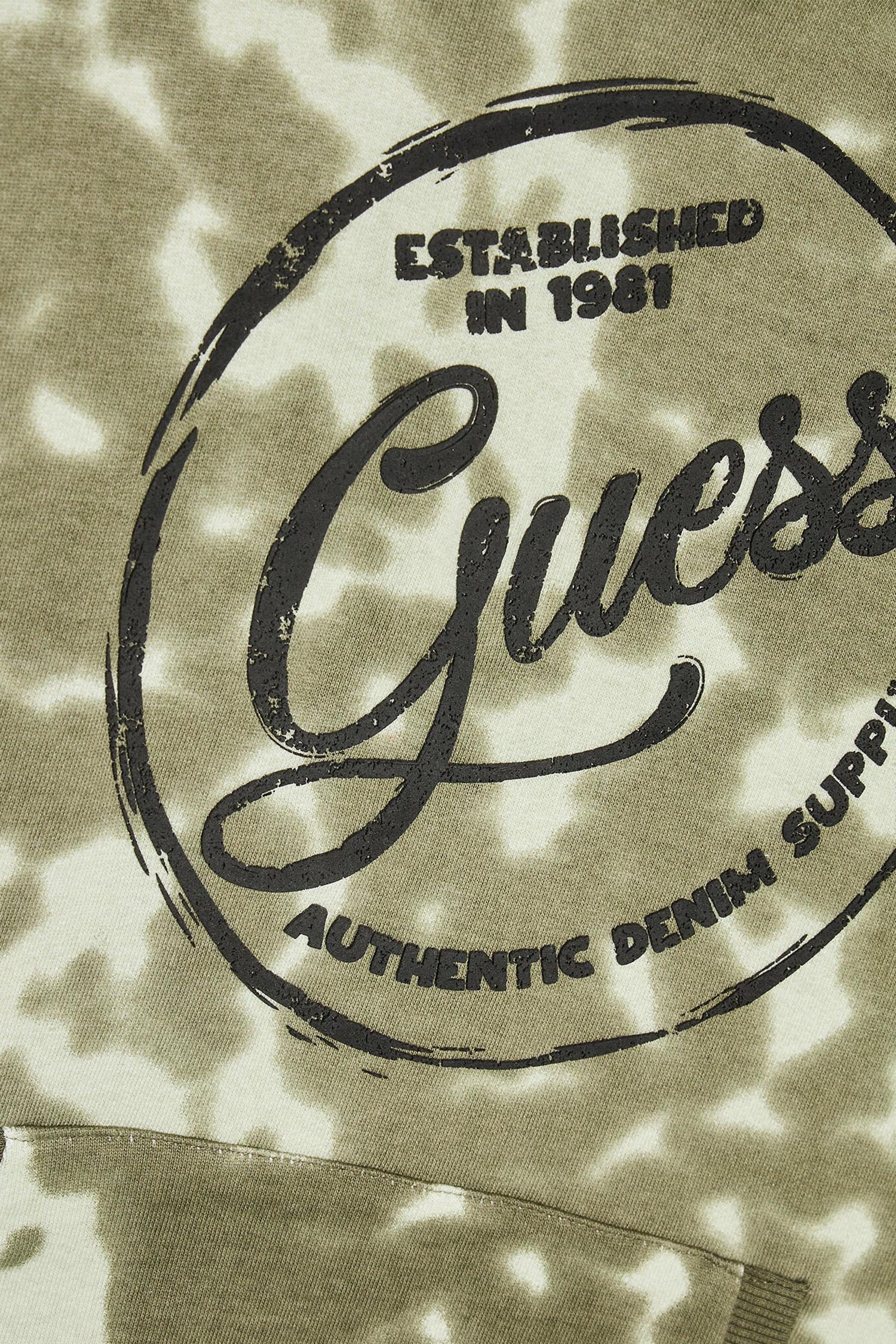 Детское зеленое худи с узором Guess Kids L3BQ06.KAD73;P05I