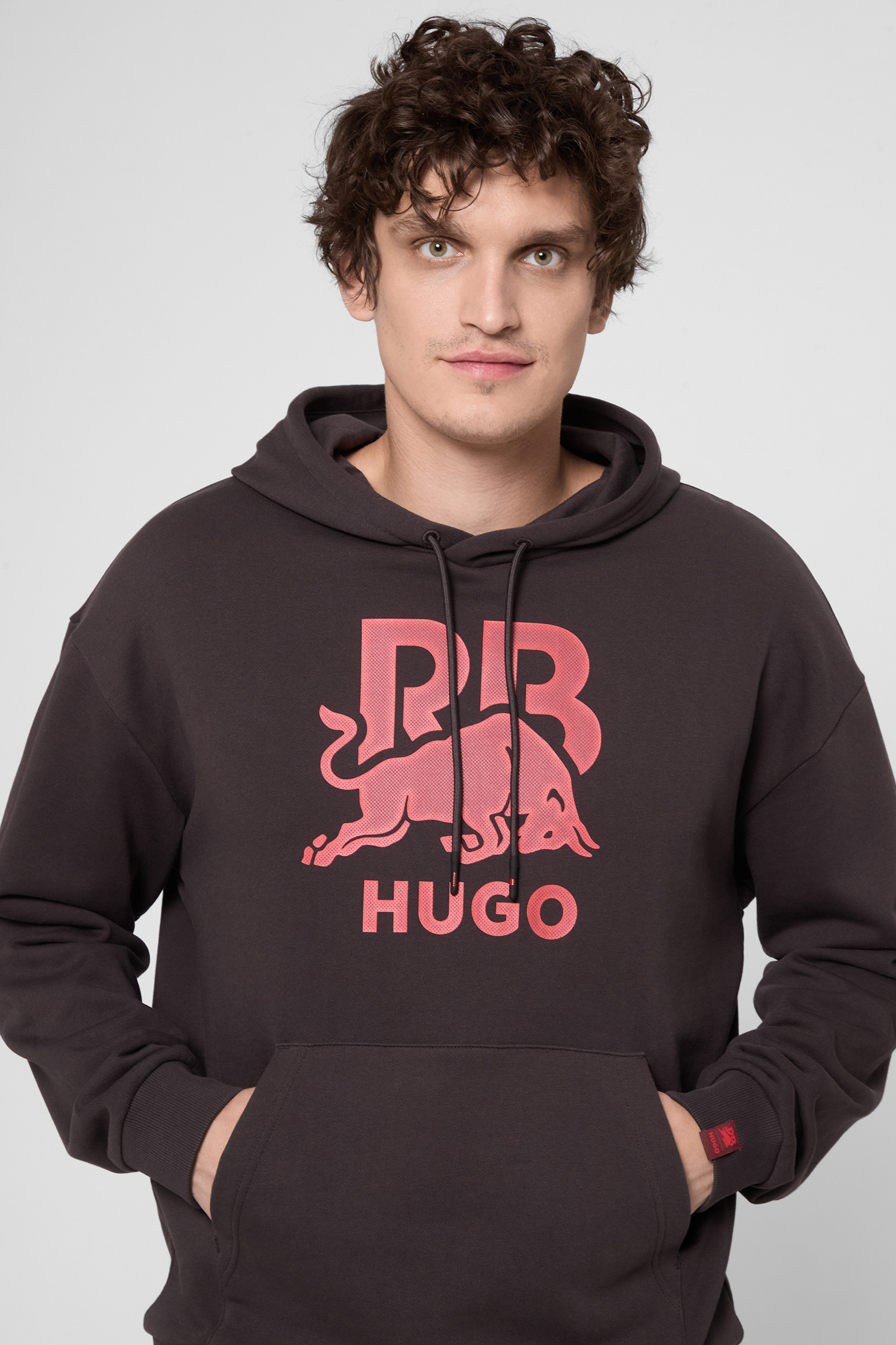 Мужское темно-коричневое худи HUGO x RB HUGO 50549313;205
