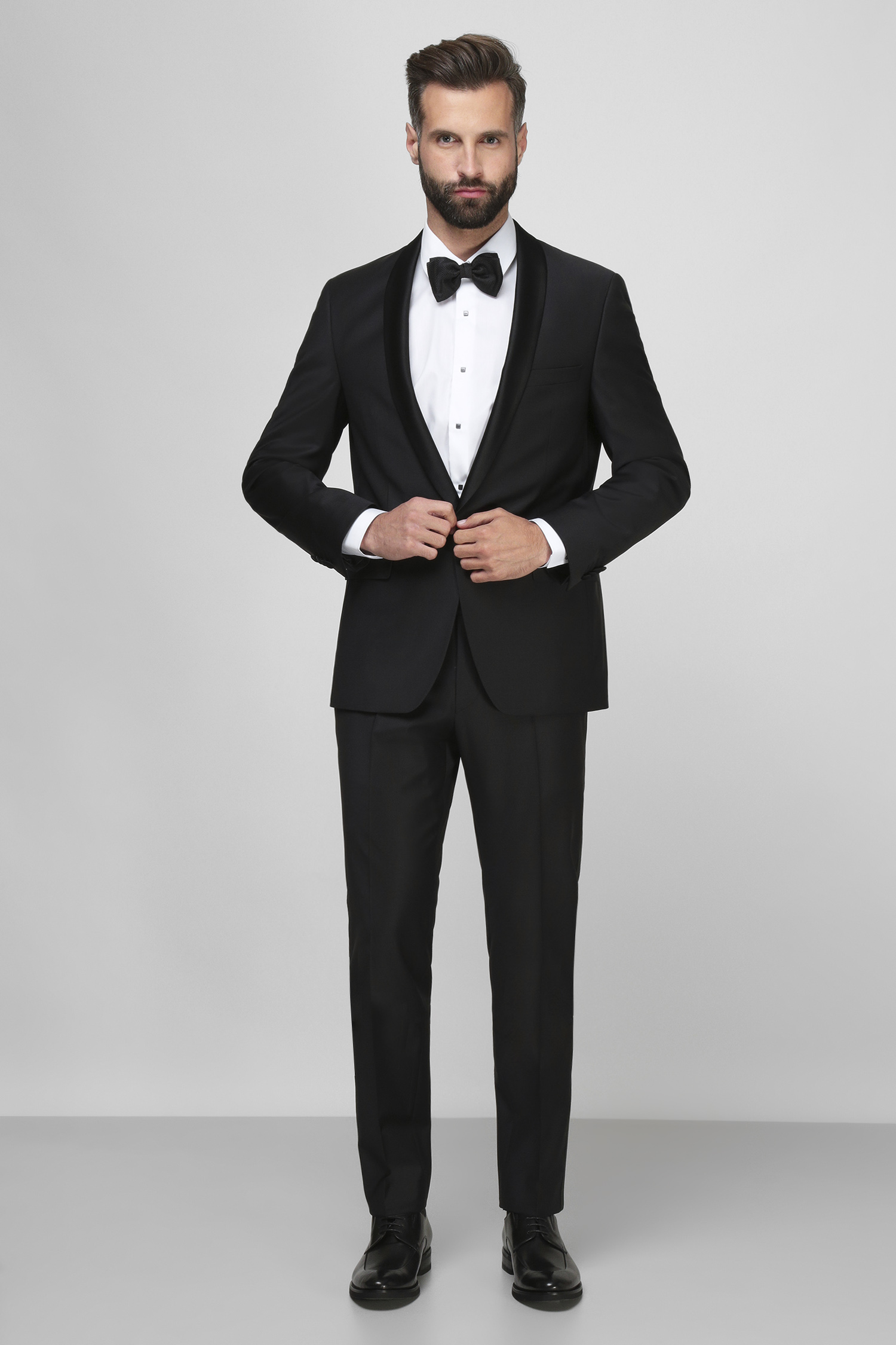 Мужской черный шерстяной костюм (пиджак, брюки) Karl Lagerfeld 500096.155225К;990