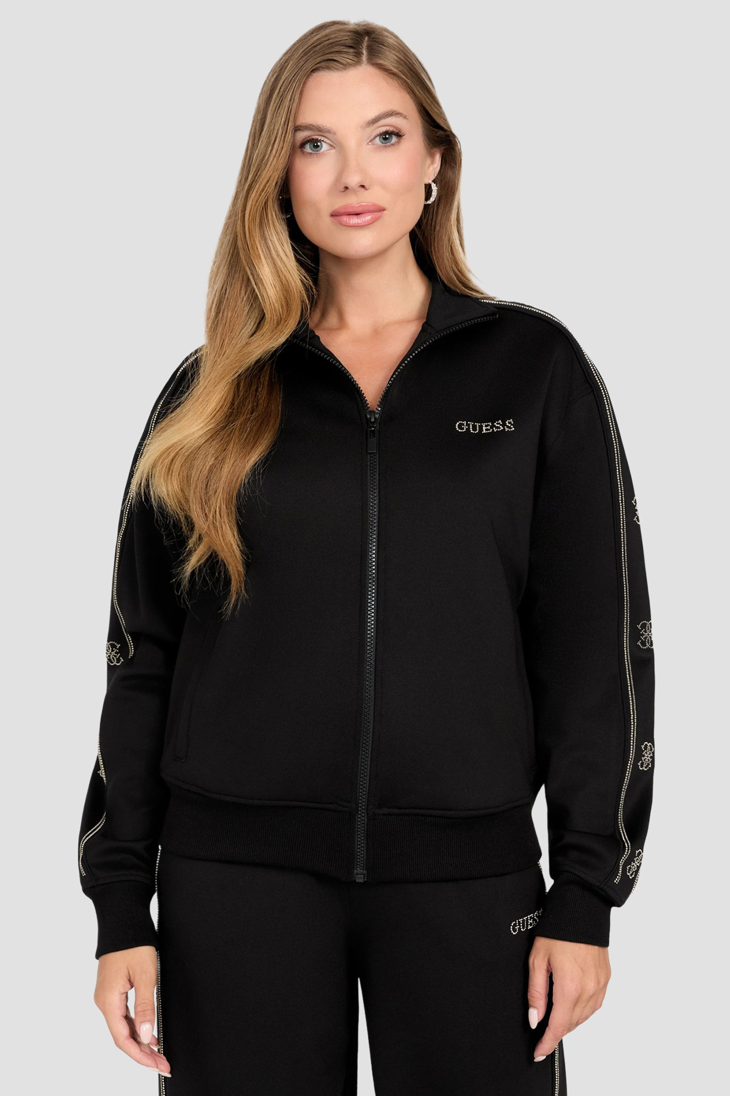 Жіноча чорна спортивна кофта Guess V5BQ15.KCX22;JBLK