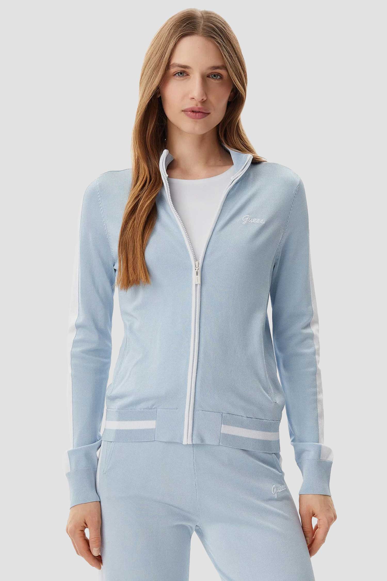 Женская голубая спортивная кофта Guess V5GQ01.Z3D60;G7O3