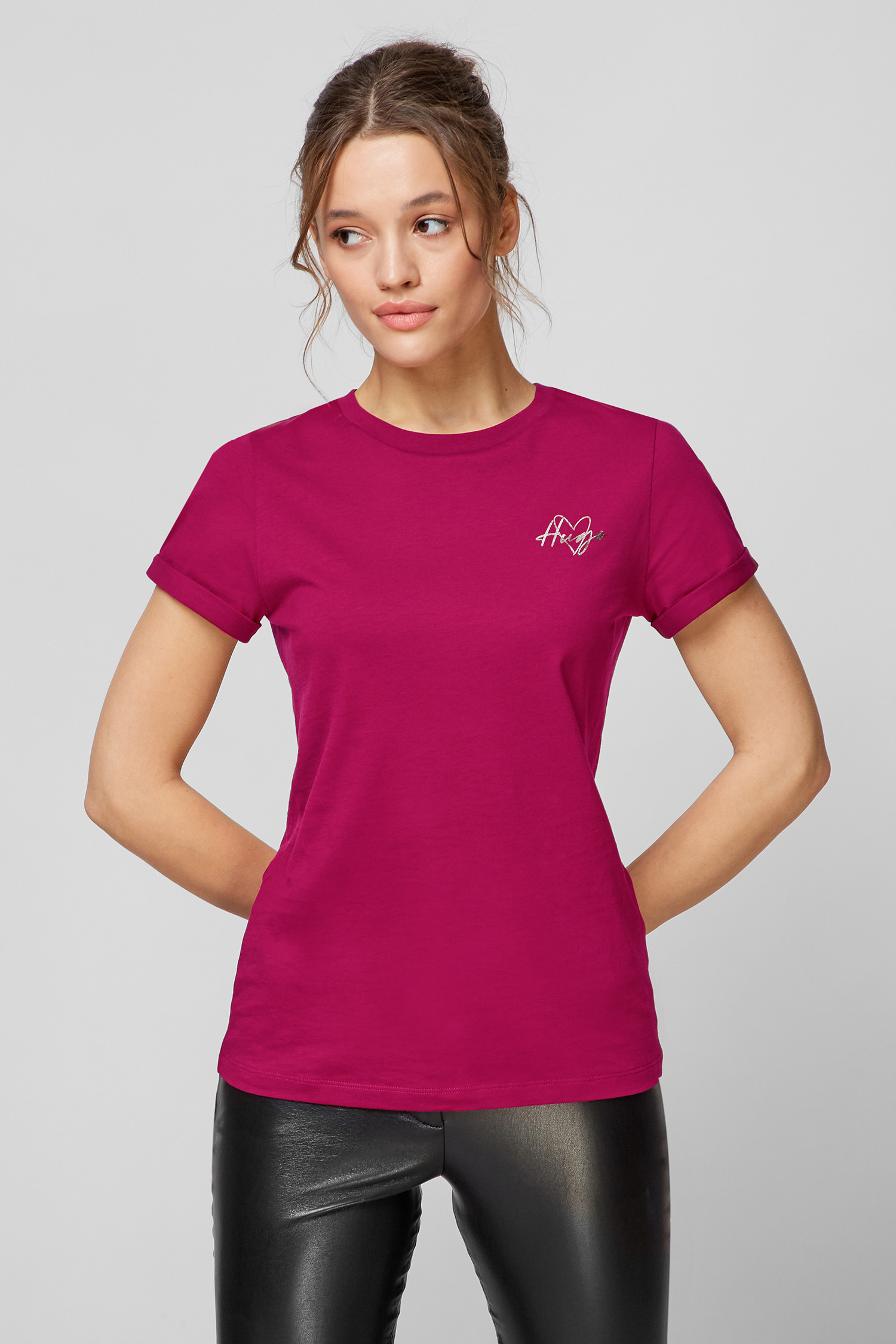 Женская малиновая футболка HUGO 50464250;641