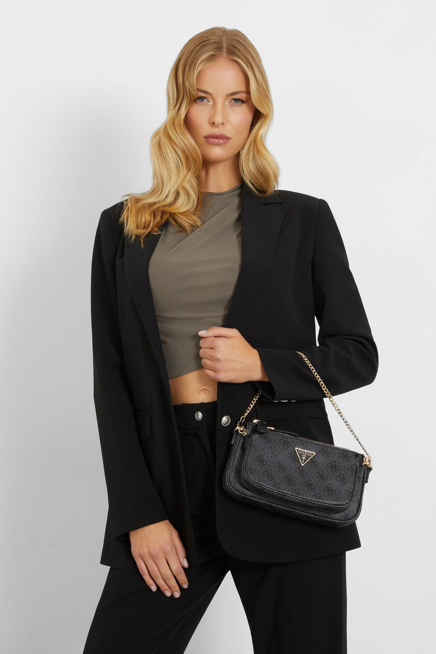 Женская темно-серая сумка с узором Guess HWBG78.79710;CLO