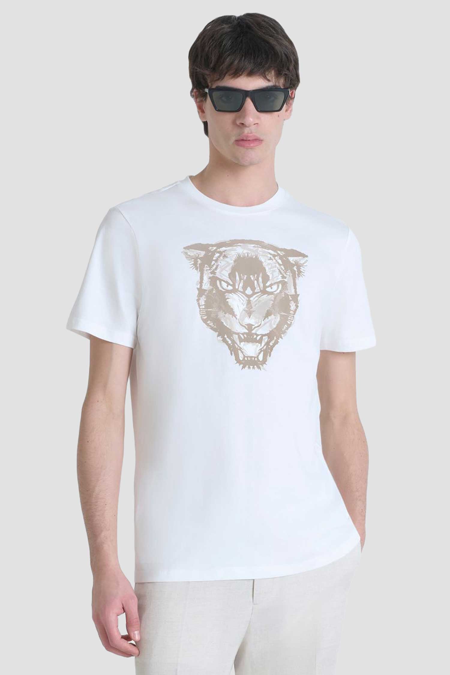 Мужская белая футболка Antony Morato MMKS02500.FA100144;1011