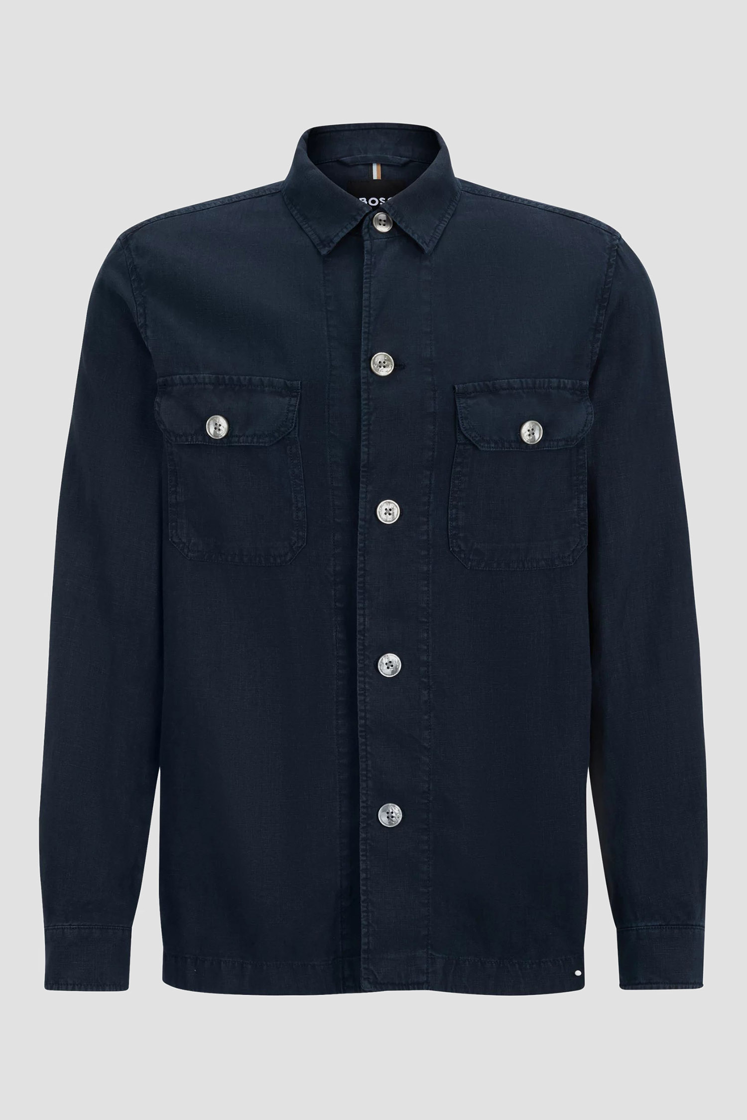 Чоловіча темно-синя лляна сорочка BOSS 50489310;404