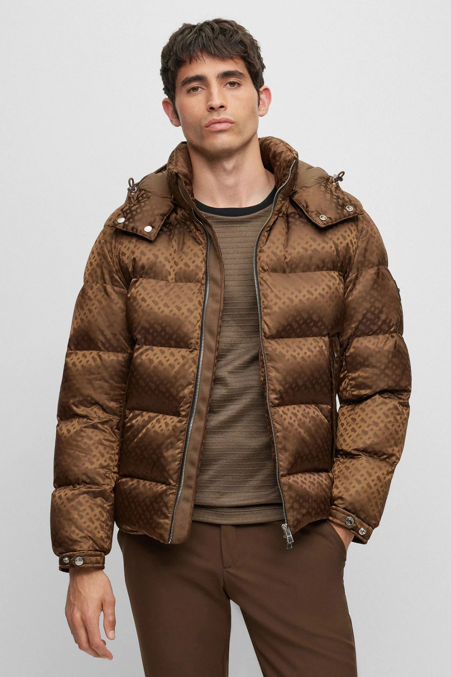Мужская коричневая куртка с узором BOSS 50499813;361