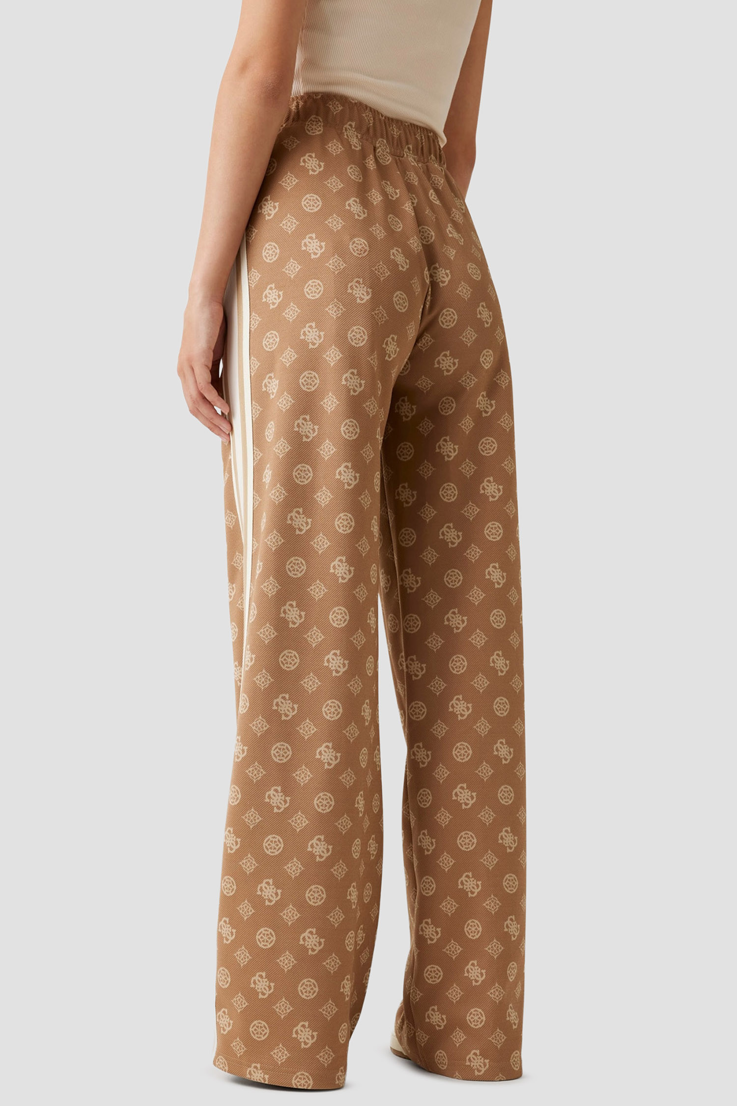 Женские бежевые спортивные брюки с узором Guess V5YB10.K0282;FNDS