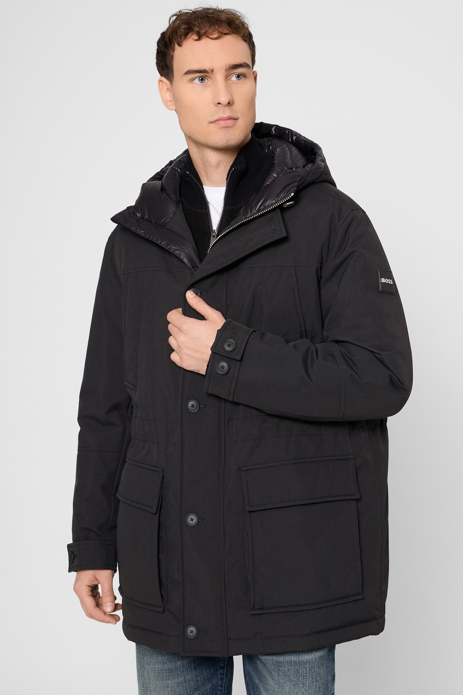 Мужская черная пуховая парка BOSS 50540472;001
