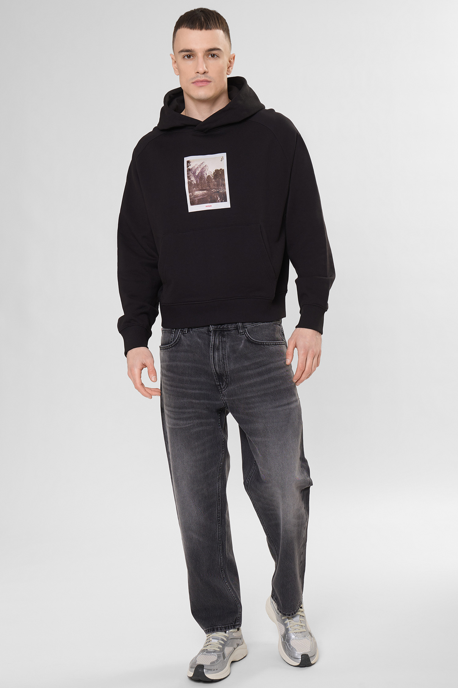 Мужское черное худи HUGO 50554009;001
