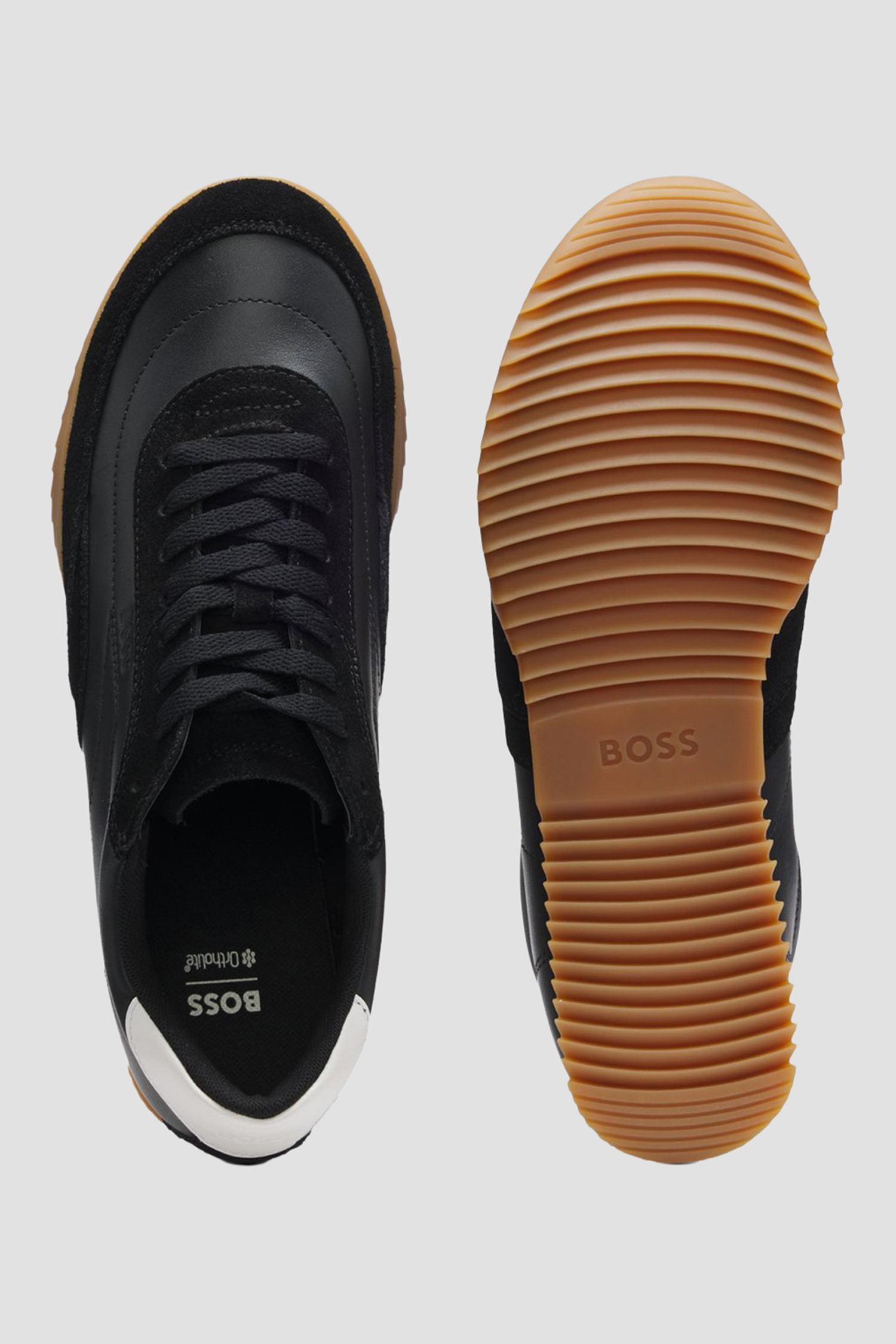 Женские черные кожаные кроссовки BOSS 50552462;001