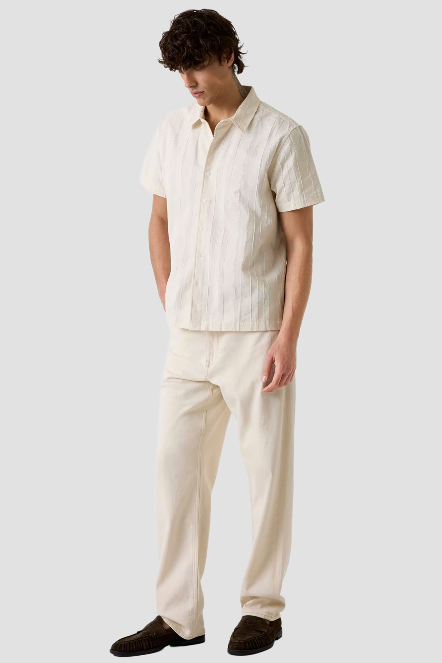 Чоловіча біла сорочка Guess M6GH91.W2426;G018