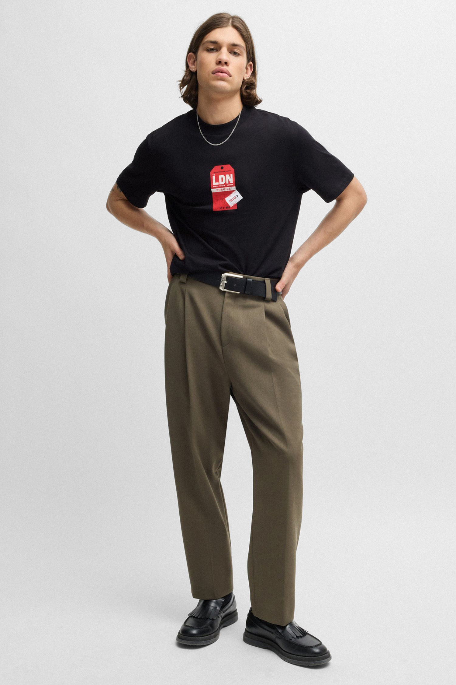 Мужская черная футболка HUGO 50516738;001