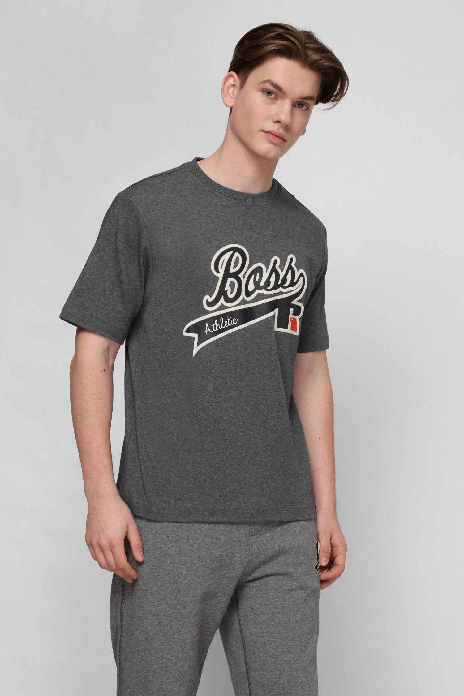 Серая футболка для парней BOSS x Russell Athletic BOSS 50466090;030