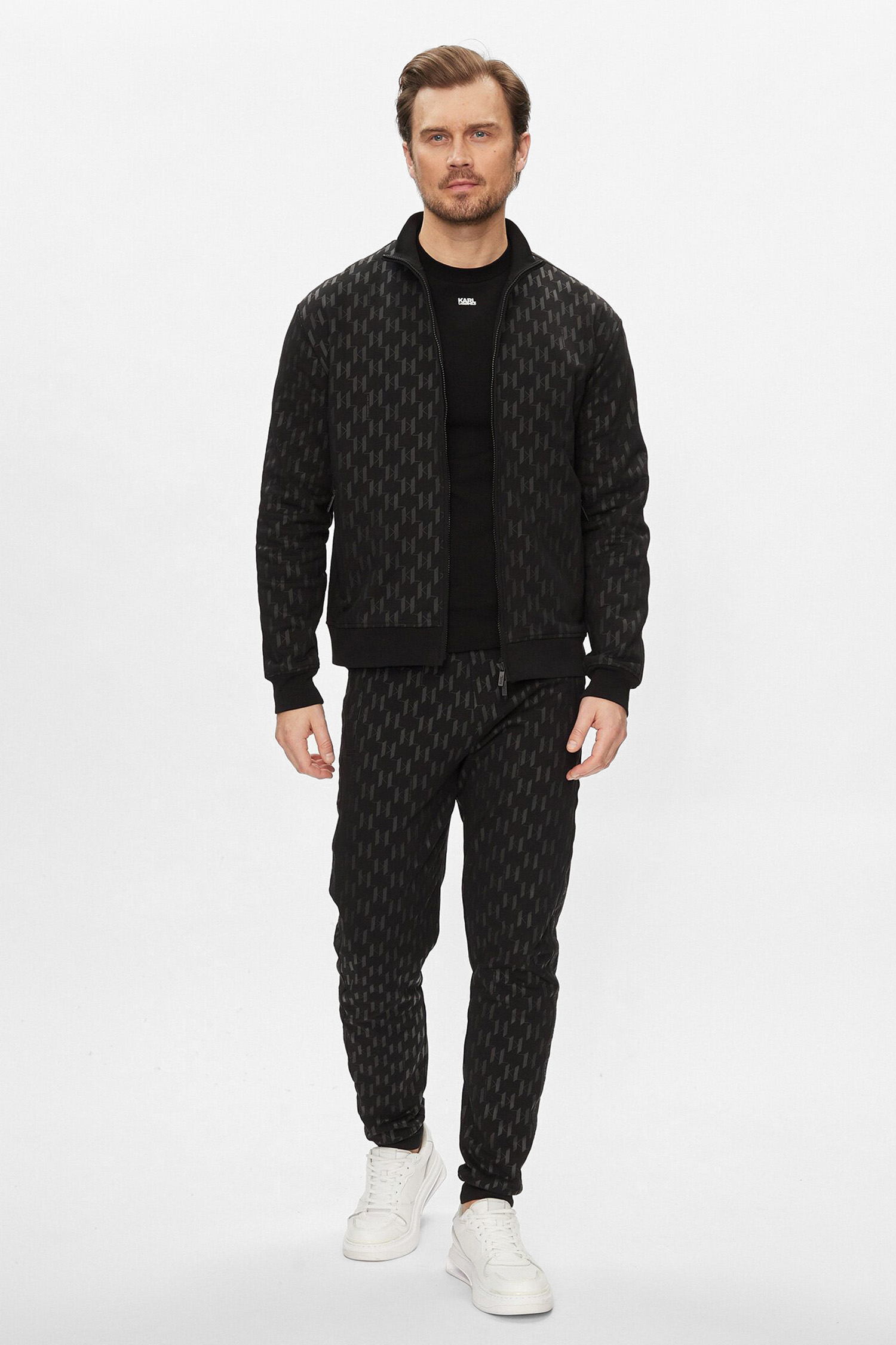 Мужские черные спортивные брюки с узором Karl Lagerfeld 542951.705077;990