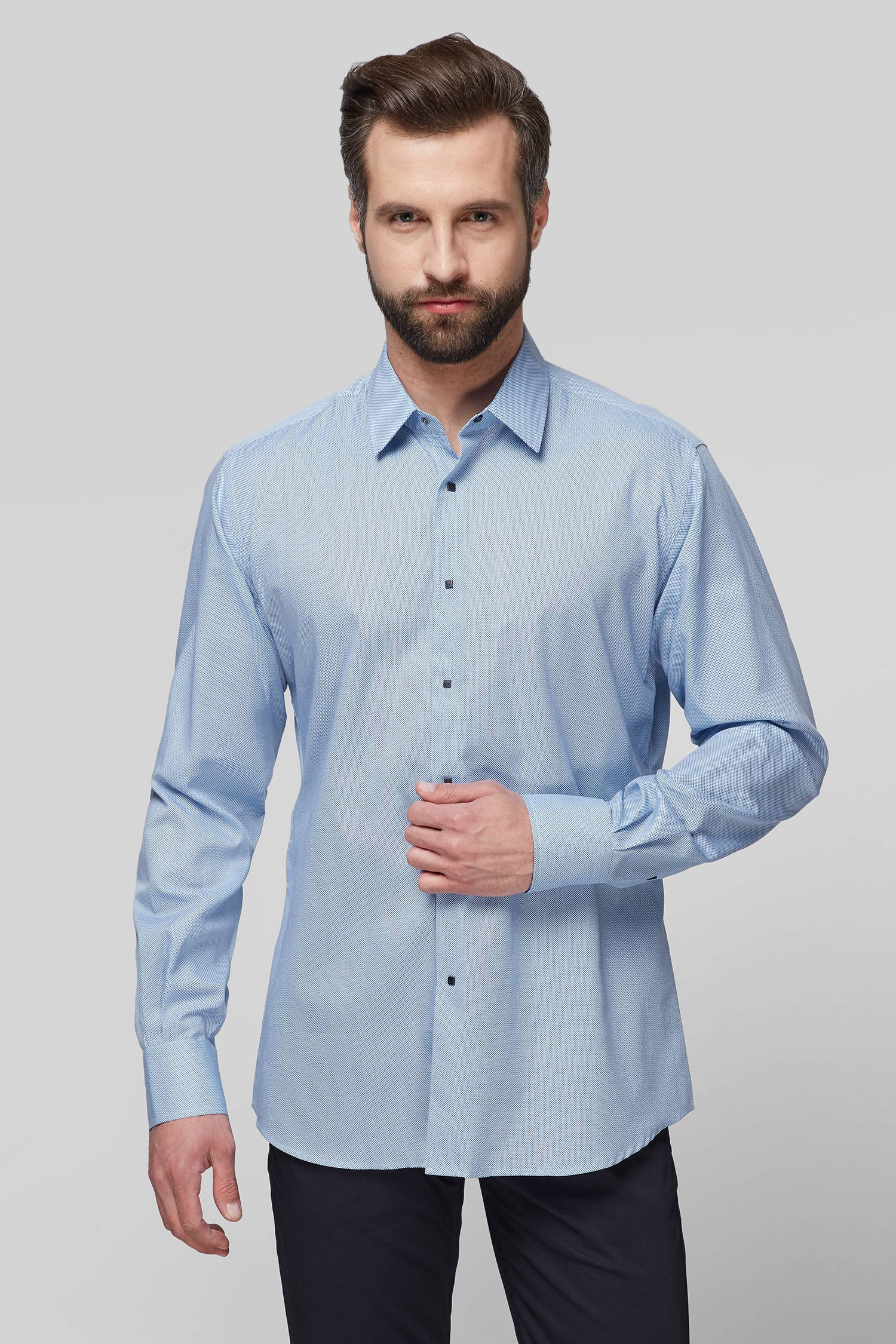 Чоловіча блакитна сорочка з принтом Karl Lagerfeld 511602.605000;660