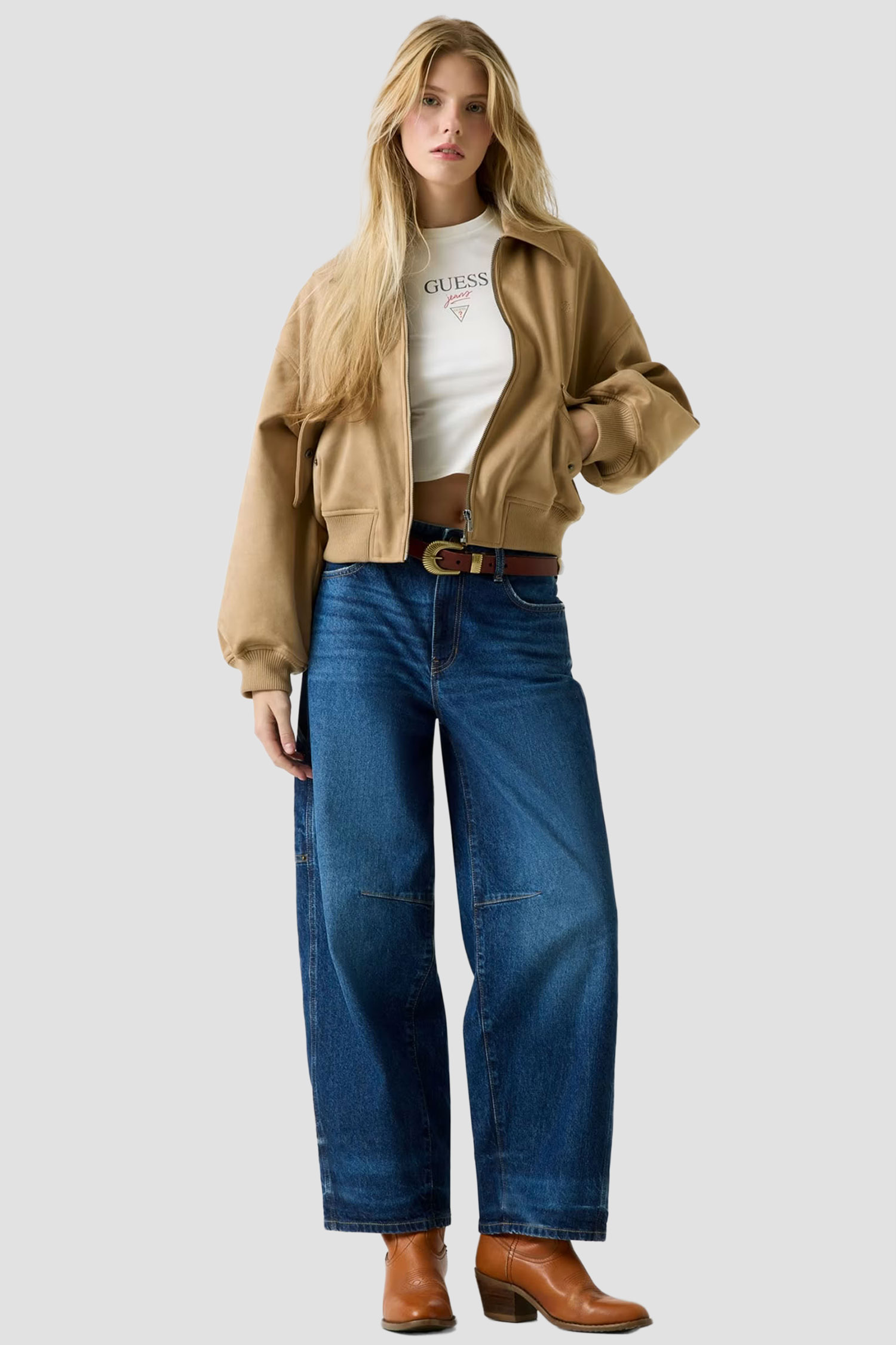 Жіноча бежева куртка Guess Jeans W6RL36.WJ842;G1FE