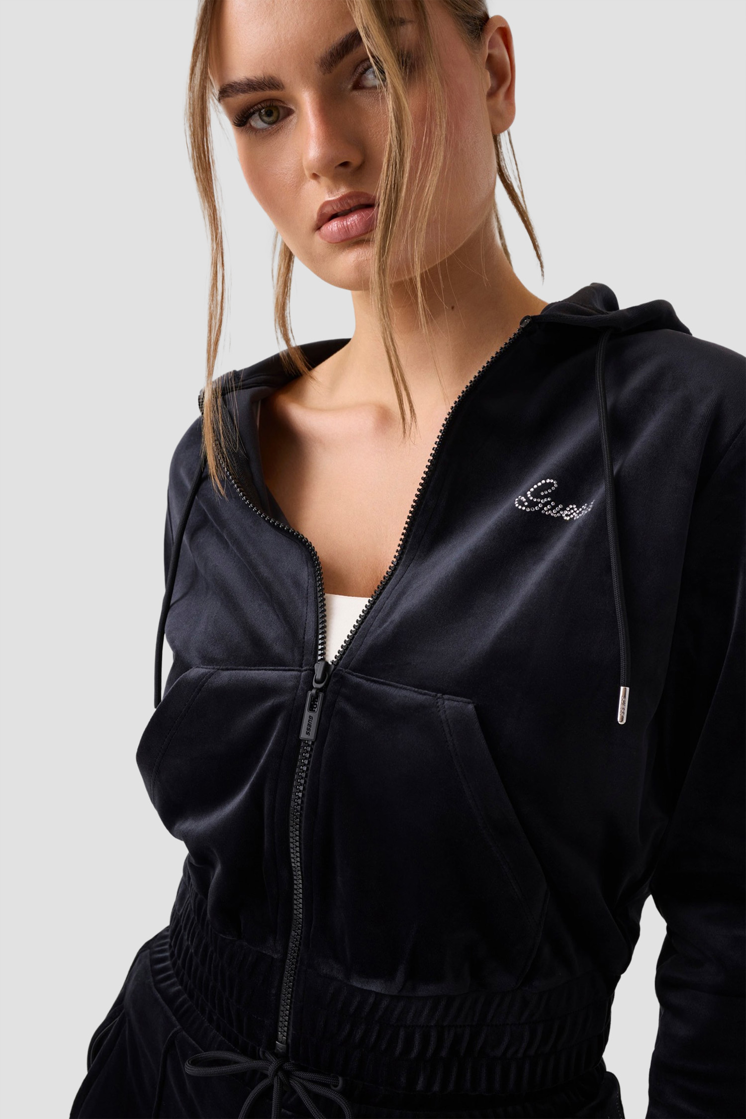 Женская черная кофта на молнии Guess V6BQ07.K6301;JBLK