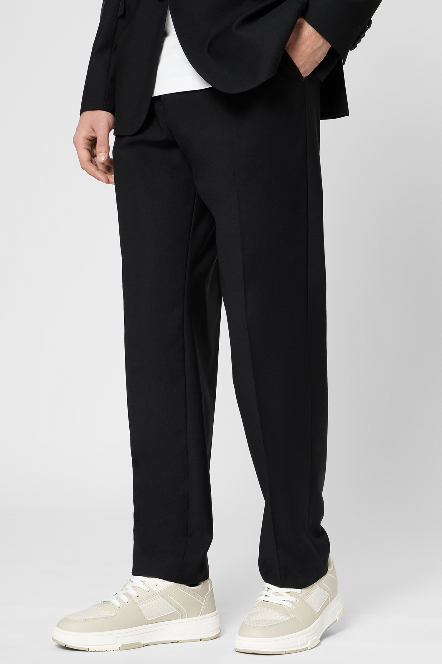 Чоловічий чорний вовняний костюм (піджак, брюки) HUGO 50547210;001