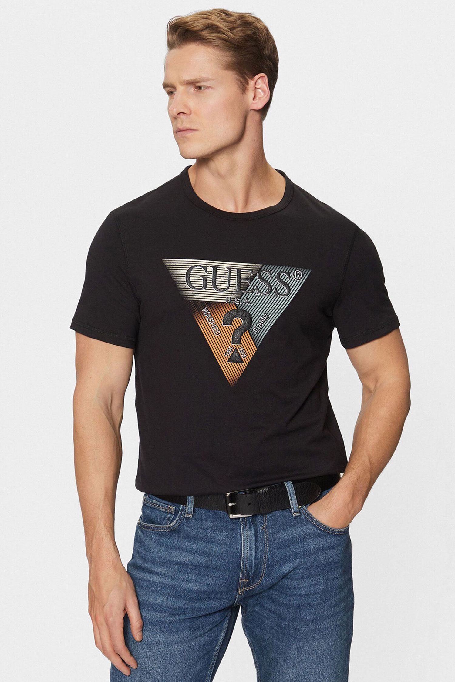 Мужская черная футболка Guess M5RI14.J1314;JBLK