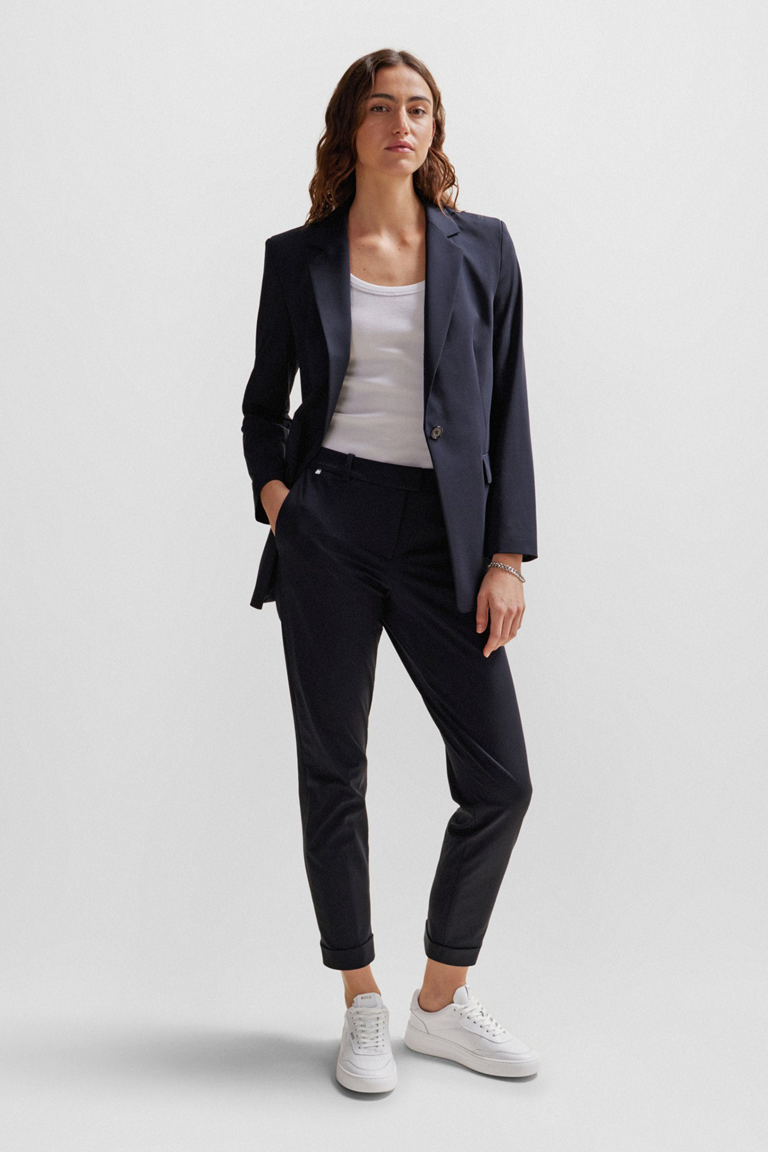 Жіночі білі шкіряні снікери BOSS 50513566;100