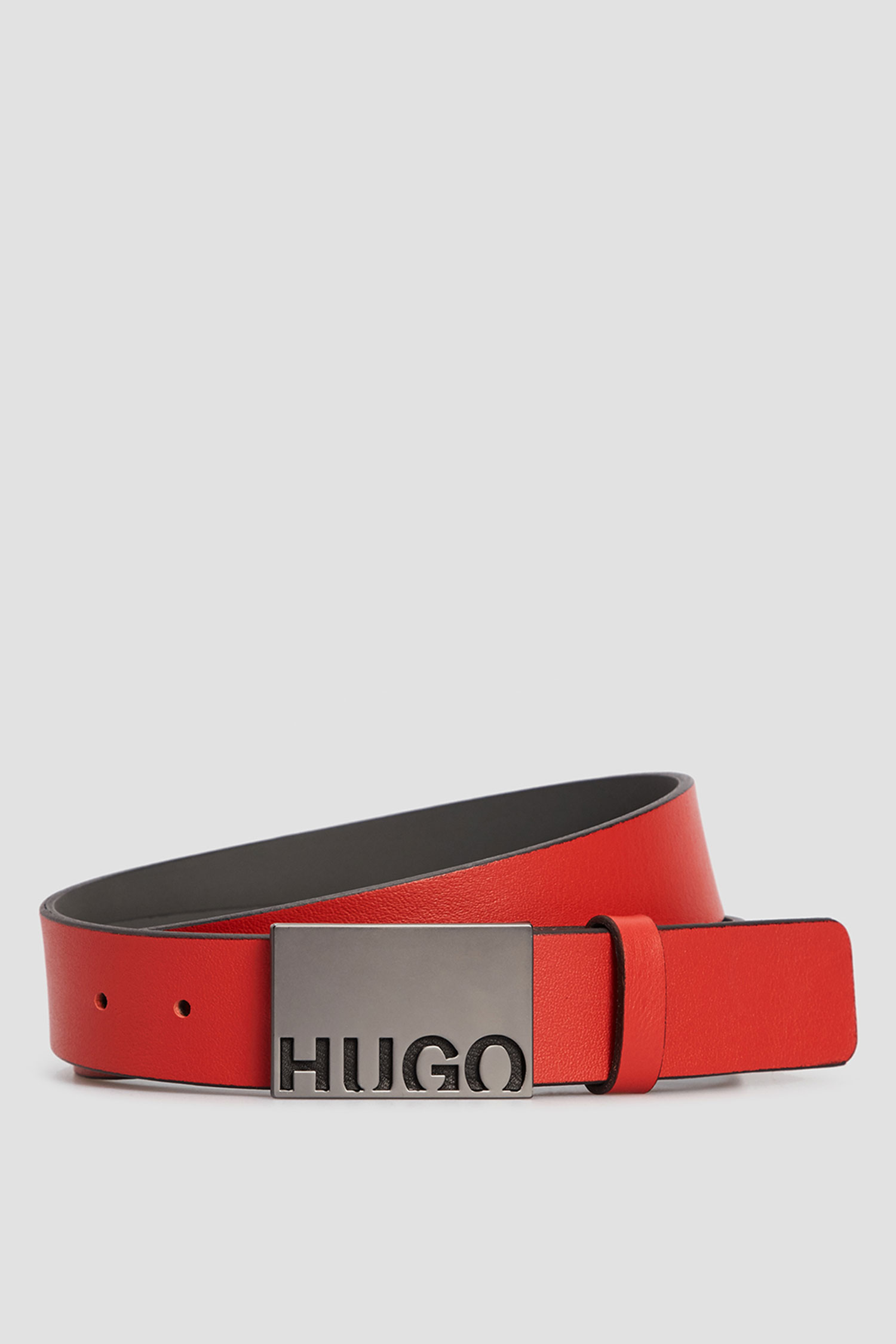 Мужской красный кожаный ремень HUGO 50452168;601