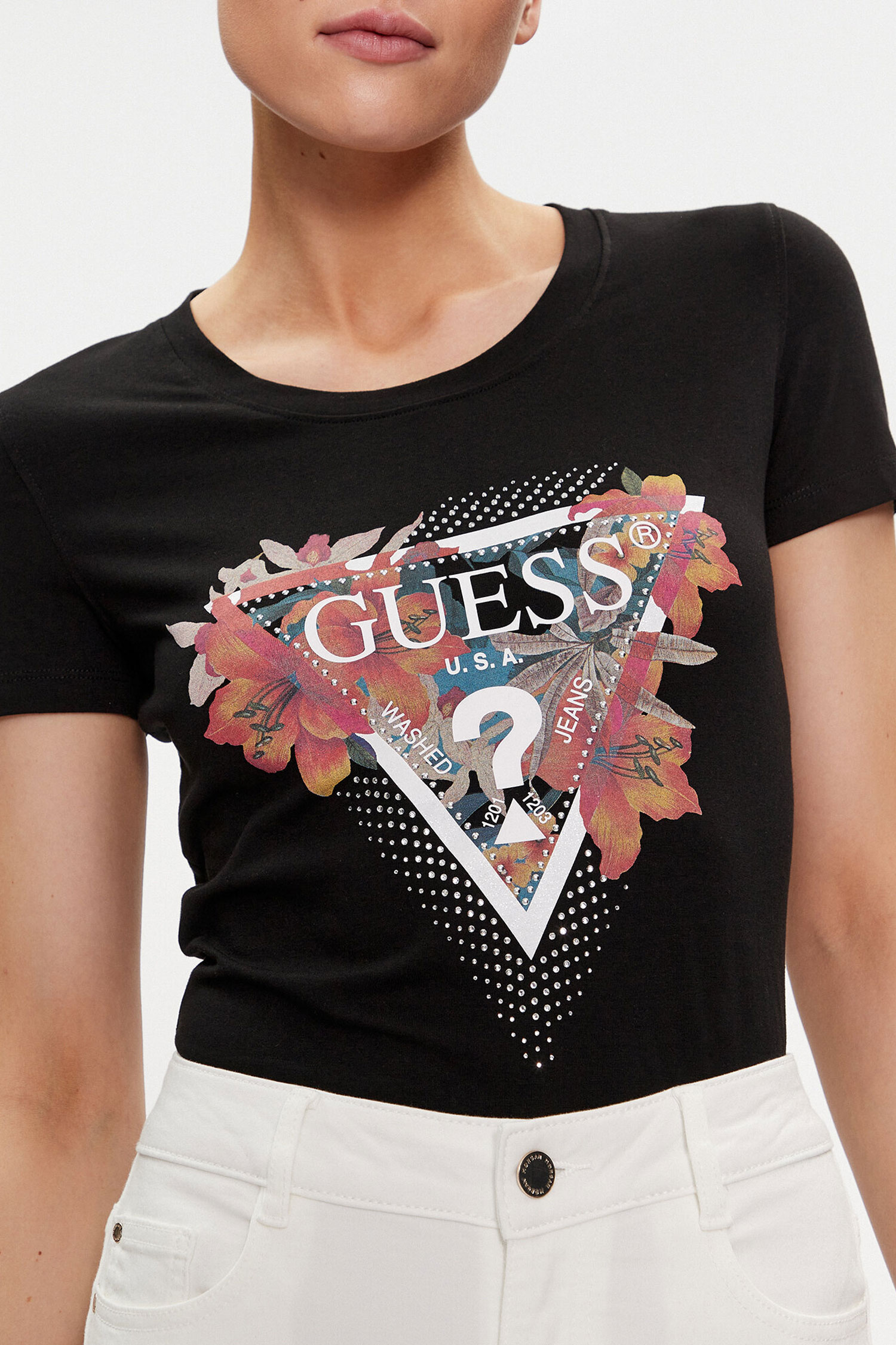 Женская черная футболка Guess W4GI62.J1314;JBLK