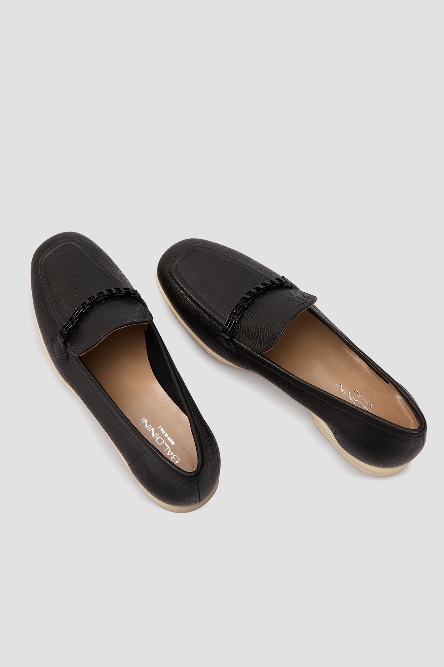 Жіночі чорні шкіряні лофери BALDININI D5E324S1BOTT;0000