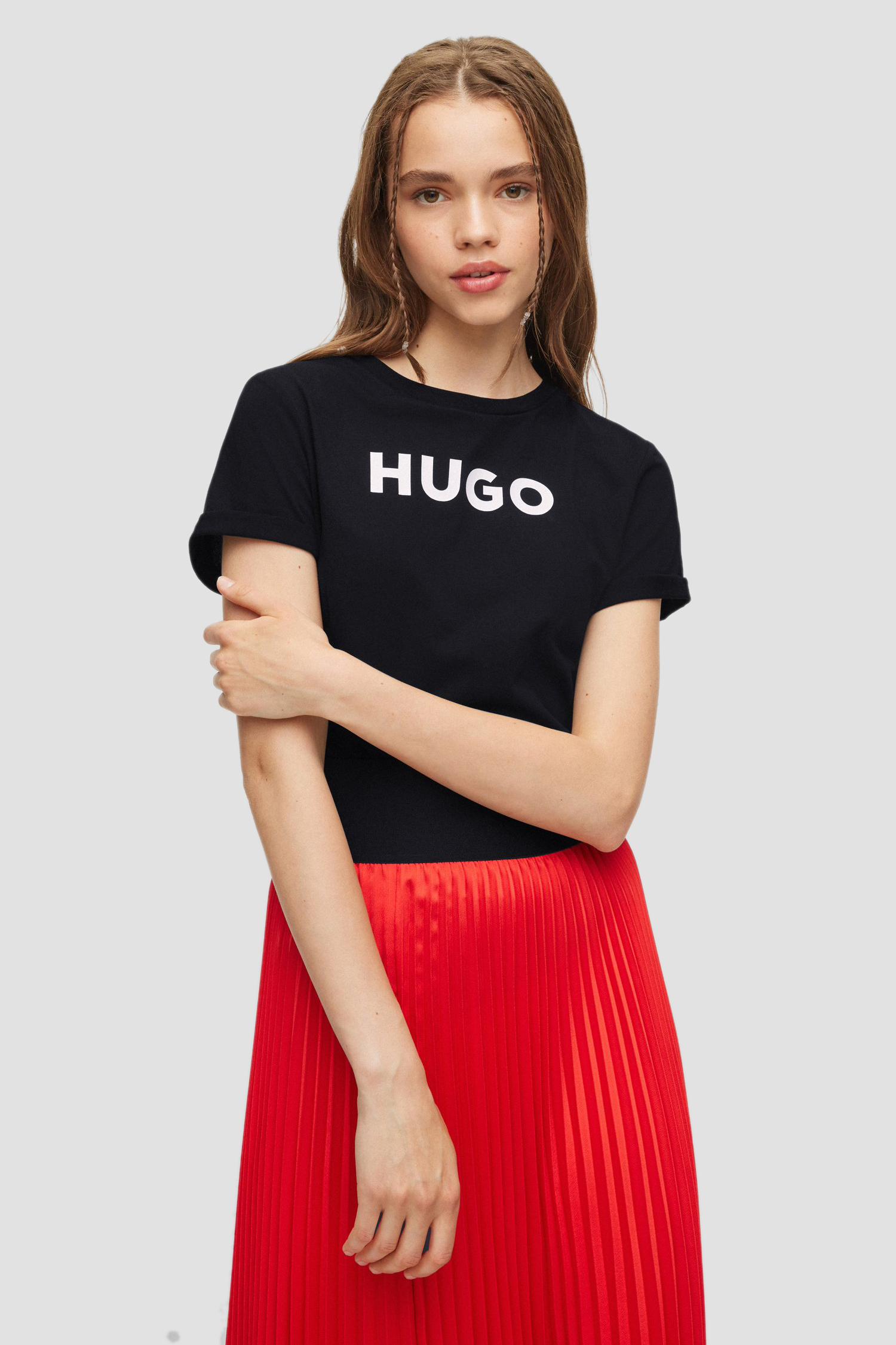 Жіноча чорна футболка HUGO 50473813;001