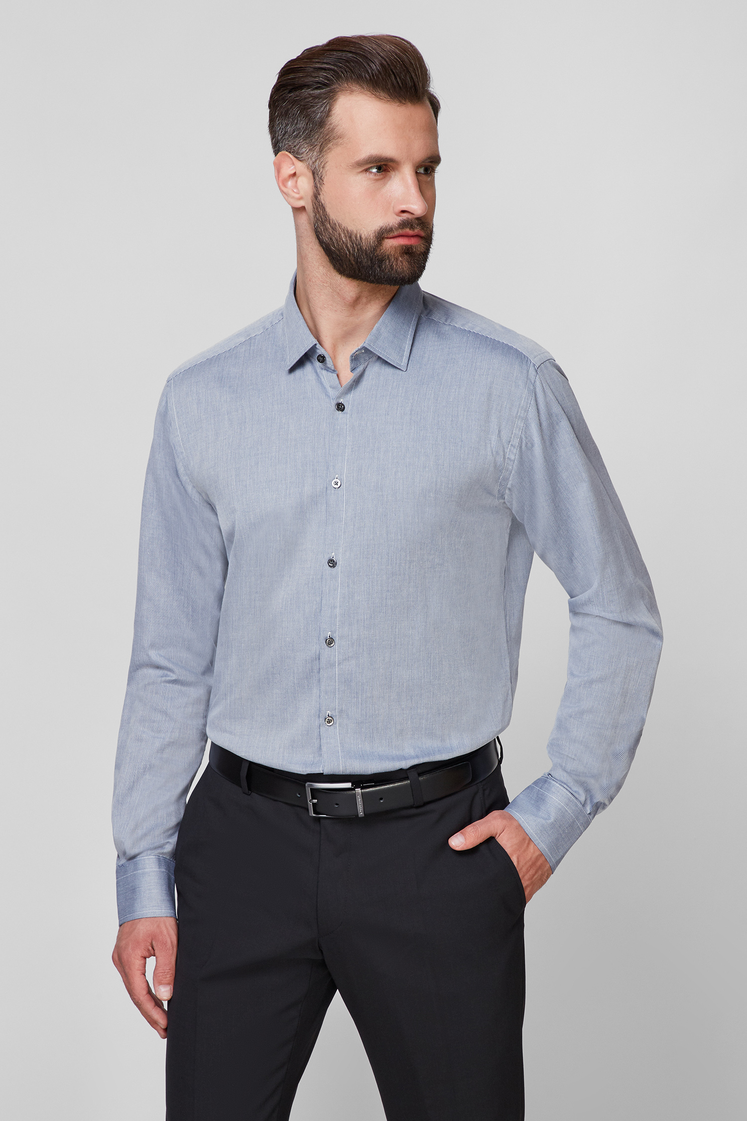 Мужская голубая рубашка в полоску Karl Lagerfeld 582630.605003;940