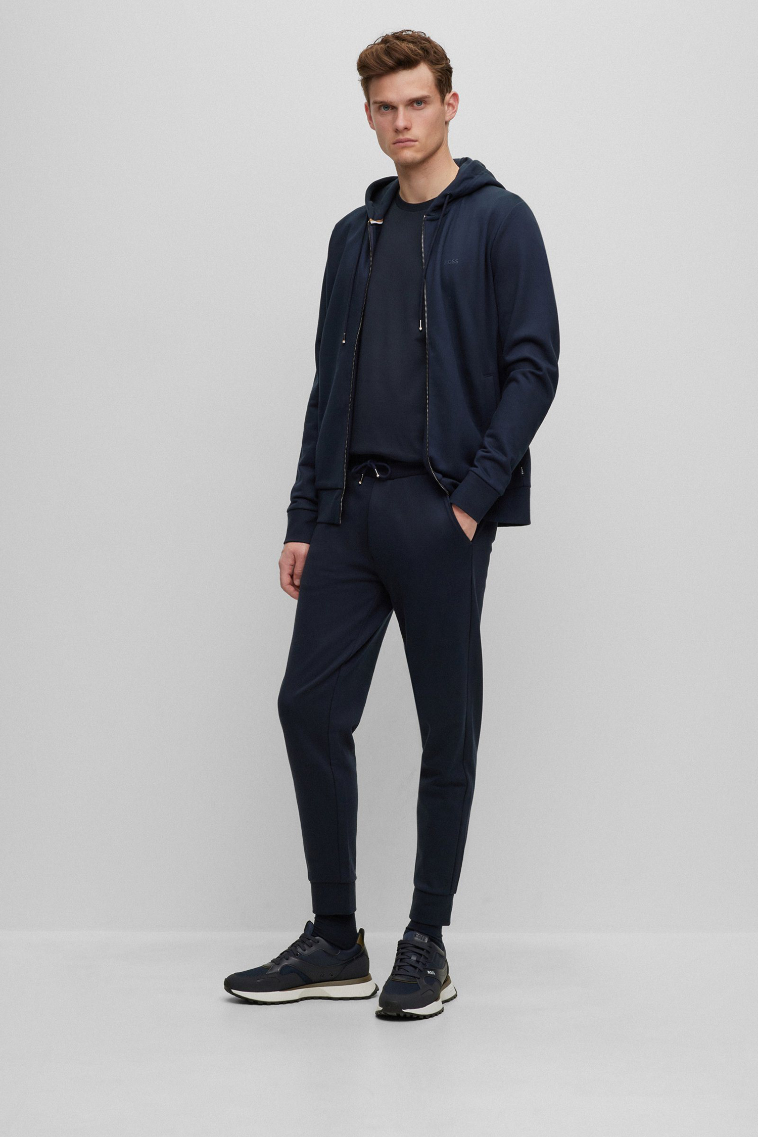 Чоловіча темно-синя кофта на блискавці BOSS 50471960;404