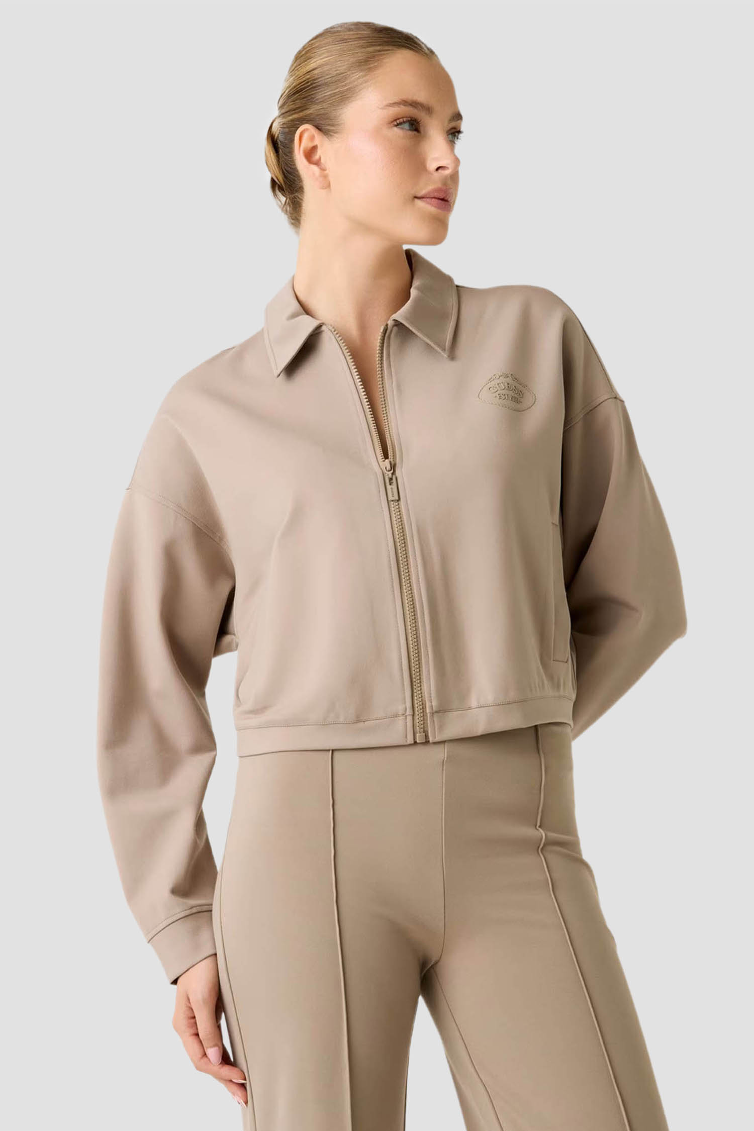 Жіноча бежева спортивна кофта Guess V6RQ17.KD822;G1O3