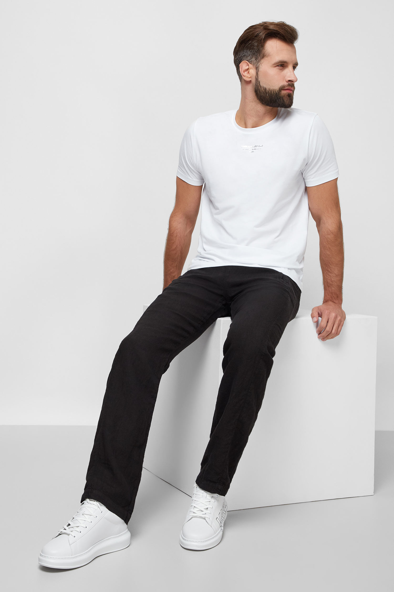 Чоловічі чорні лляні брюки Karl Lagerfeld 511815.255815;990