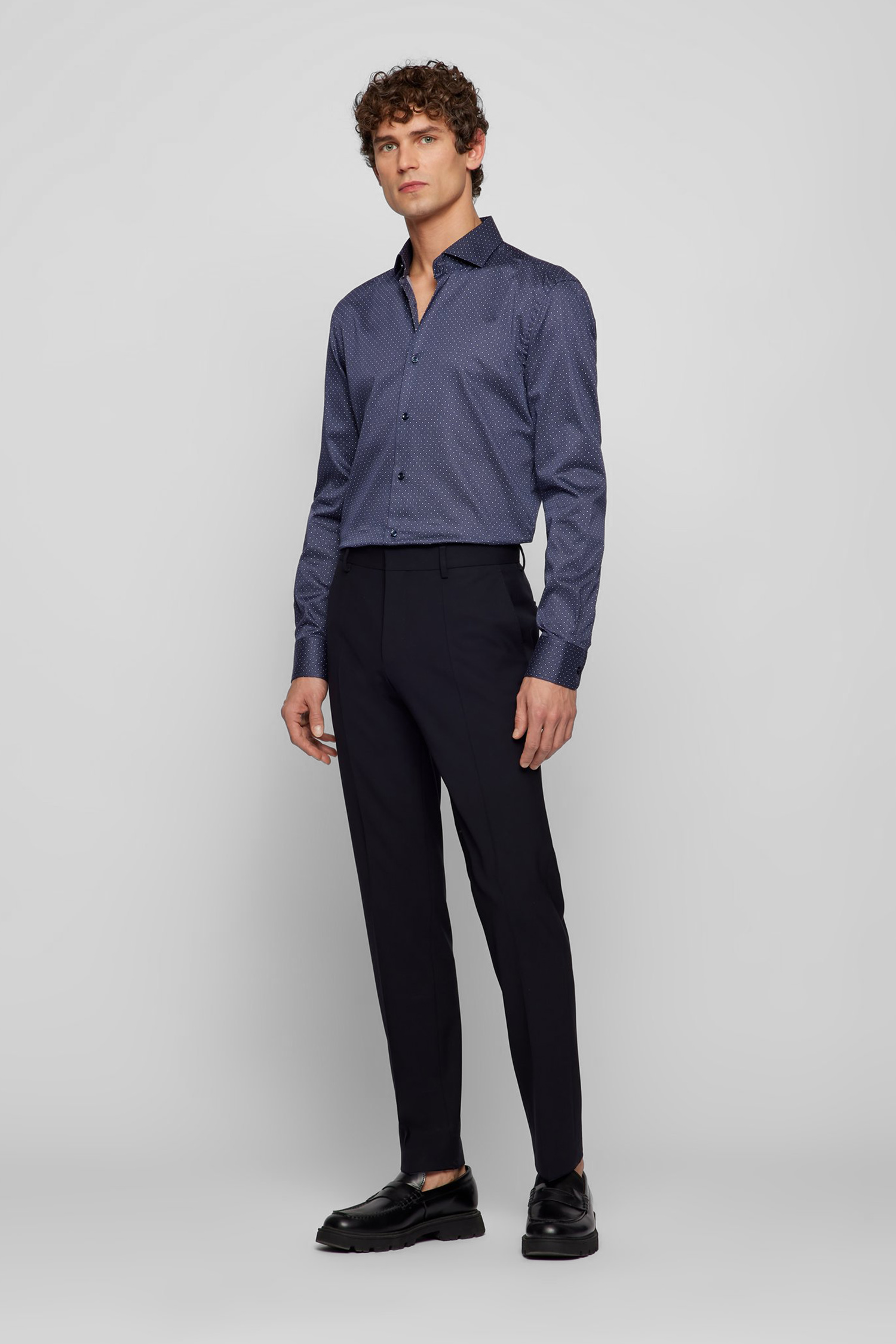 Мужская темно-синяя рубашка BOSS 50469711;404