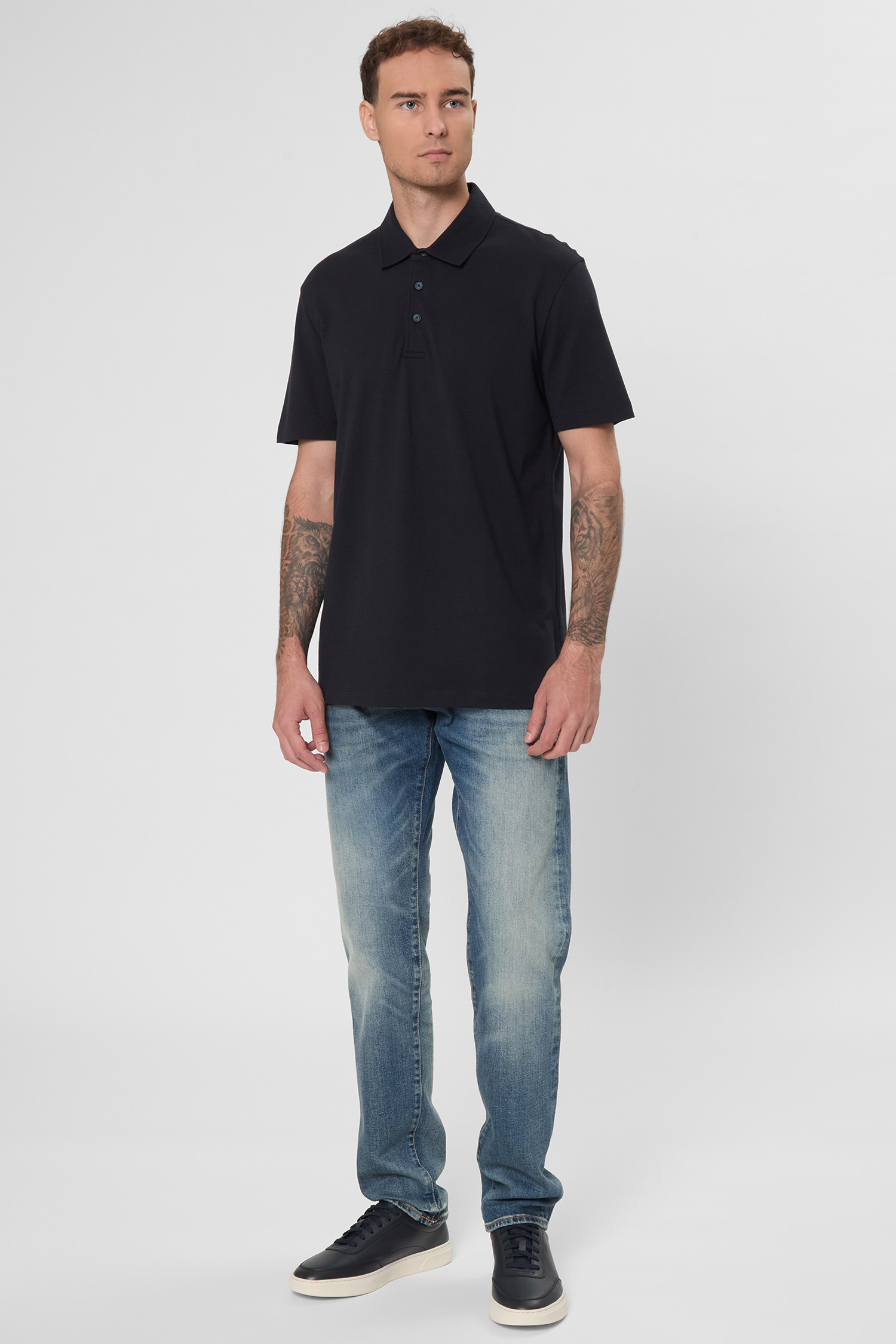 Чоловіче темно-синє поло BECKHAM x BOSS BOSS 50554093;409