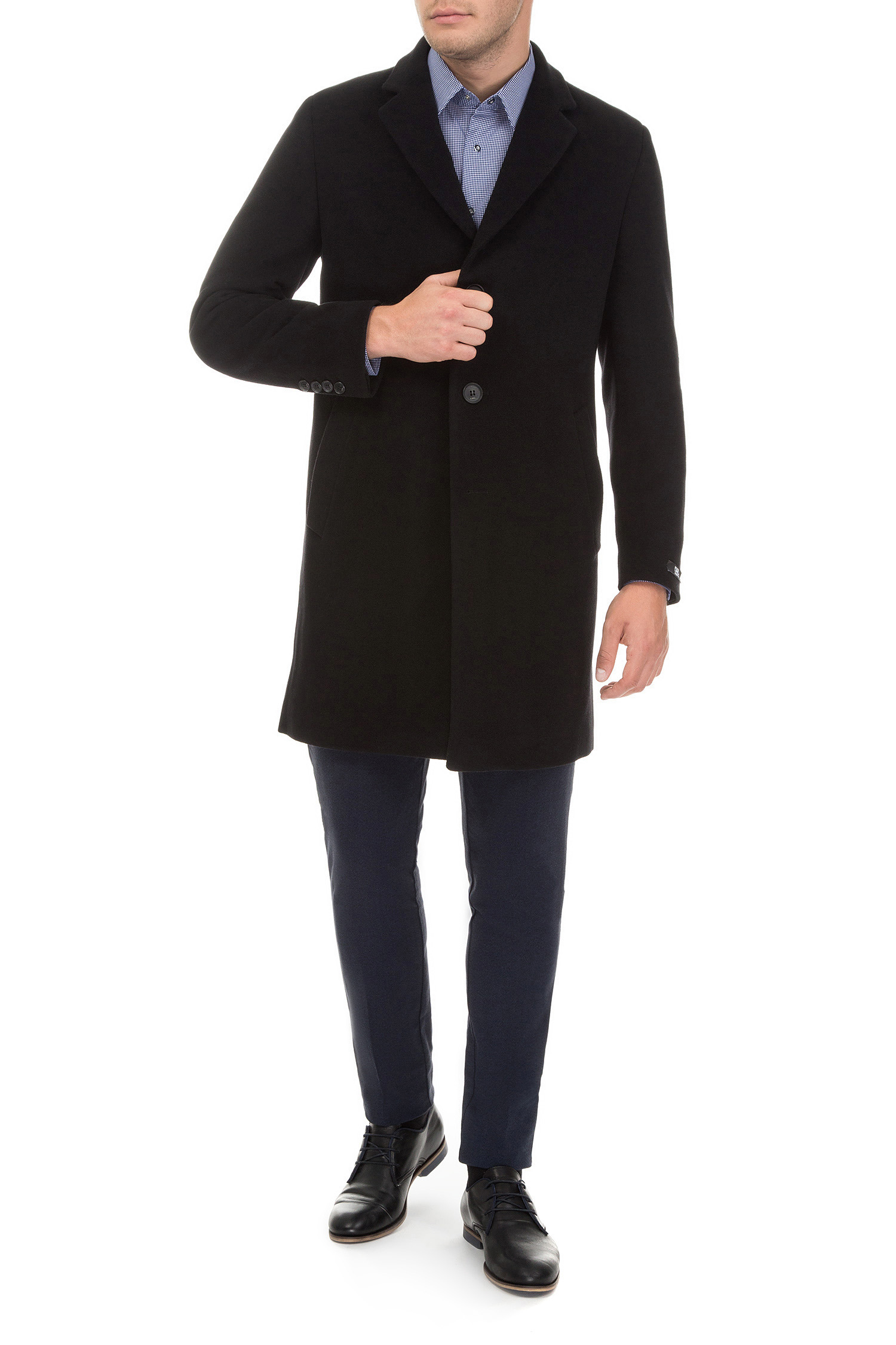 Мужское черное шерстяное пальто Karl Lagerfeld 582798.455710;990